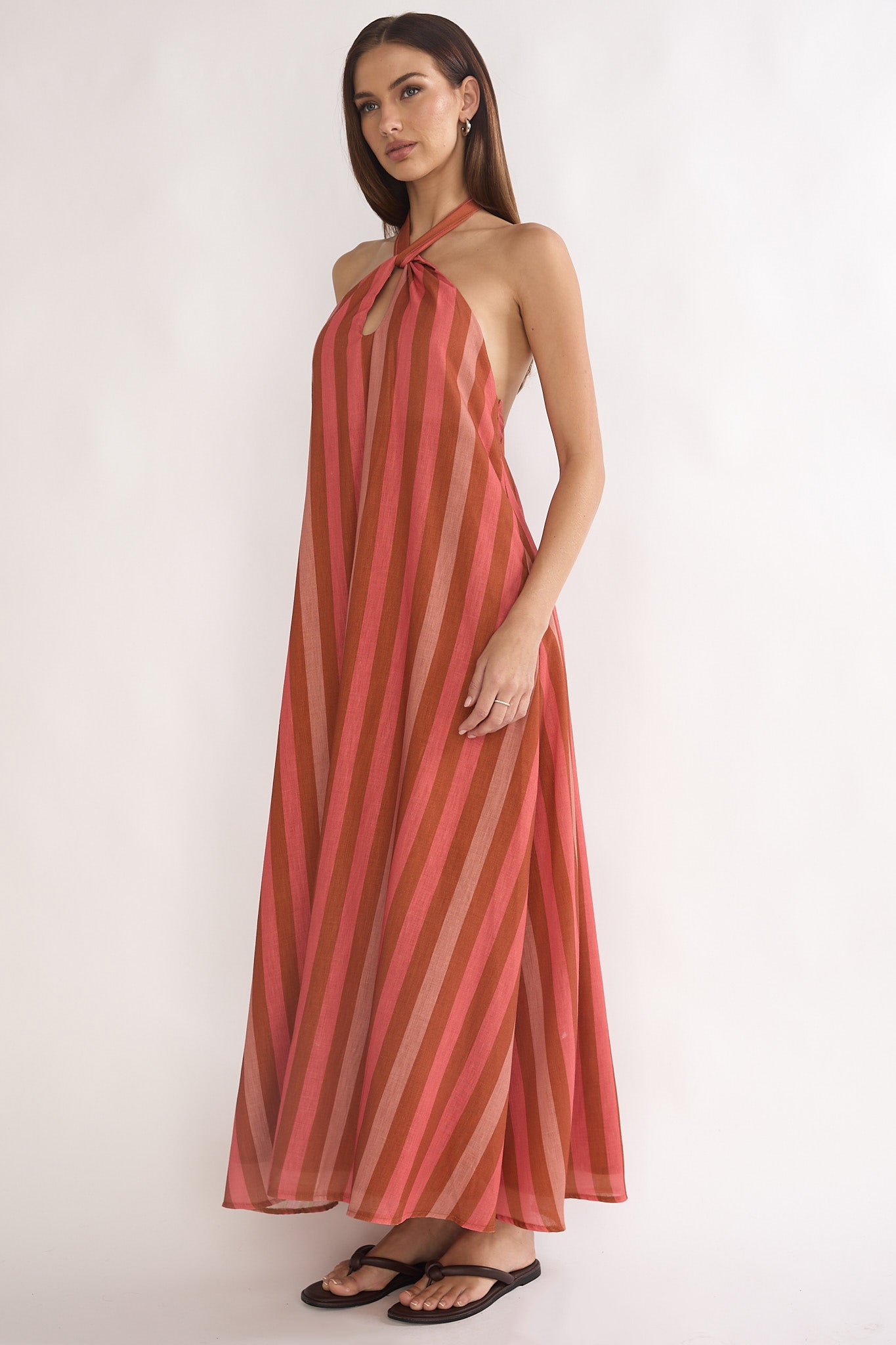 Cheer Backless Halter Maxi Dress Pink Multi by Selfie Leslie Australia
