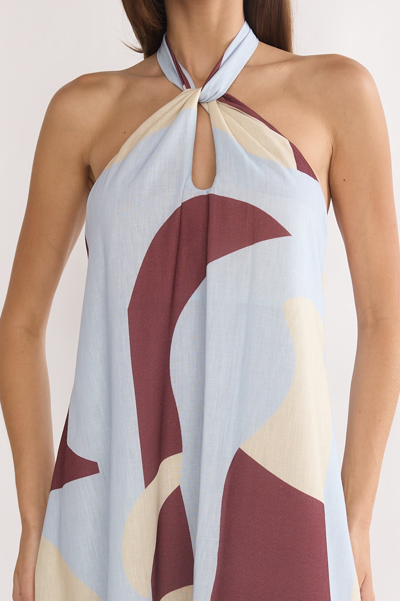Mireille Backless Halter Maxi Dress Print Chocolate by Selfie Leslie Australia