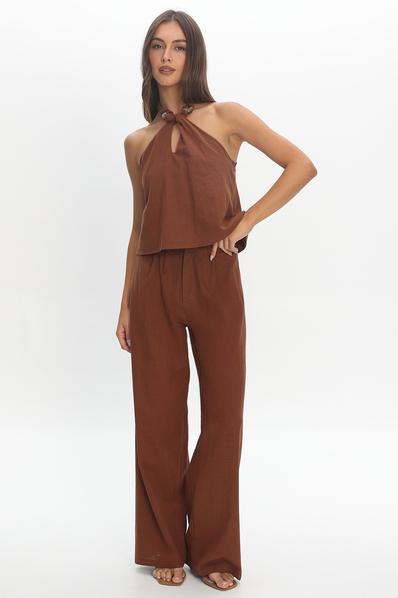 Cheer Wide Leg Pants Chocolate