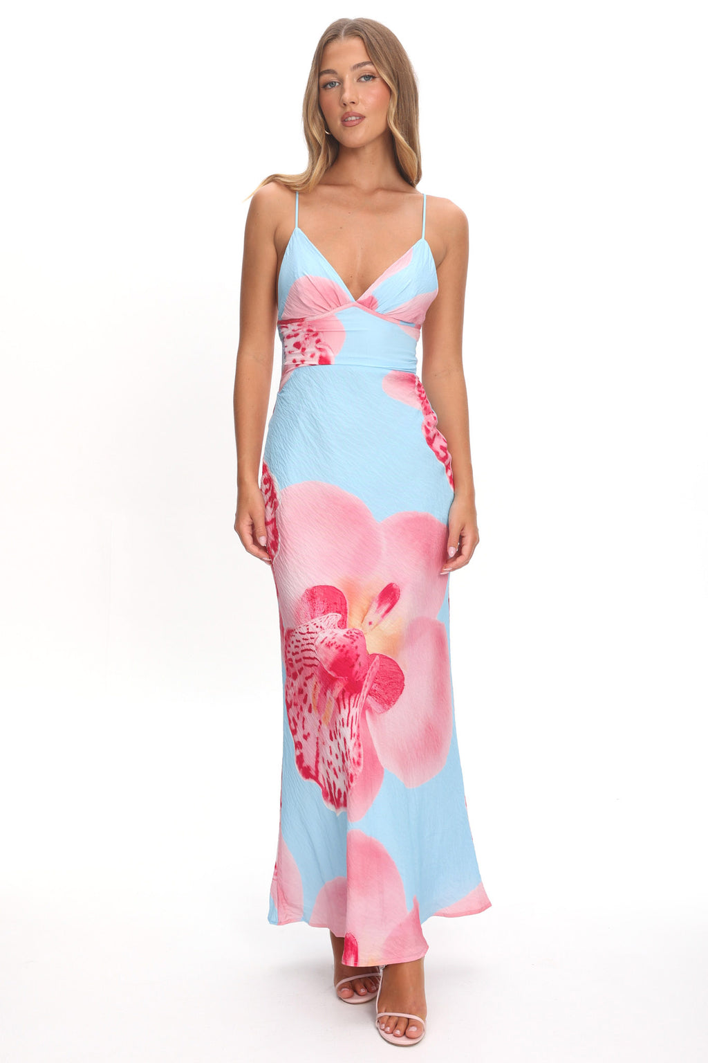 Floating Strappy Low Back Maxi Dress Orchid Blue by Selfie Leslie Australia