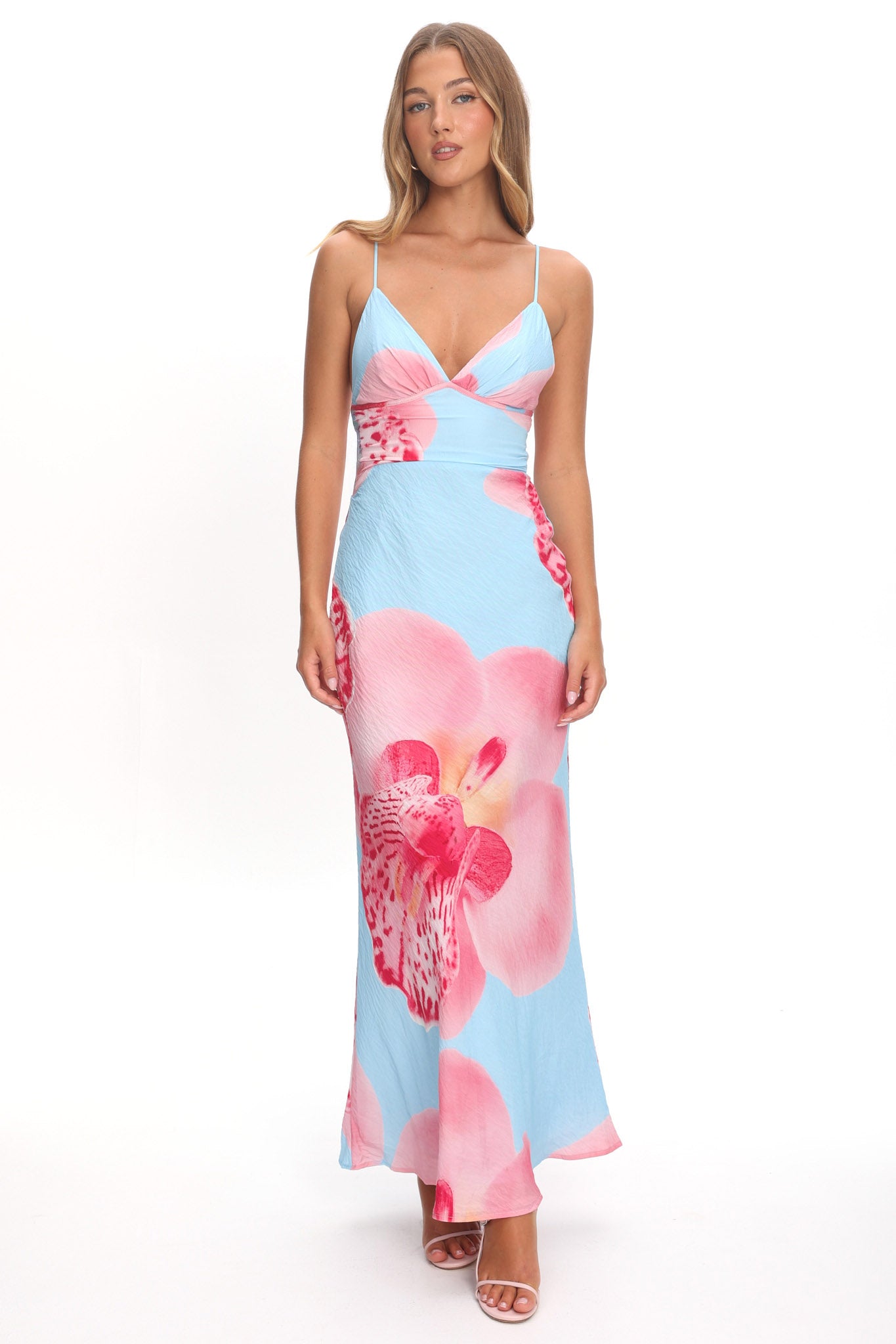 Floating Strappy Low Back Maxi Dress Orchid Blue by Selfie Leslie Australia