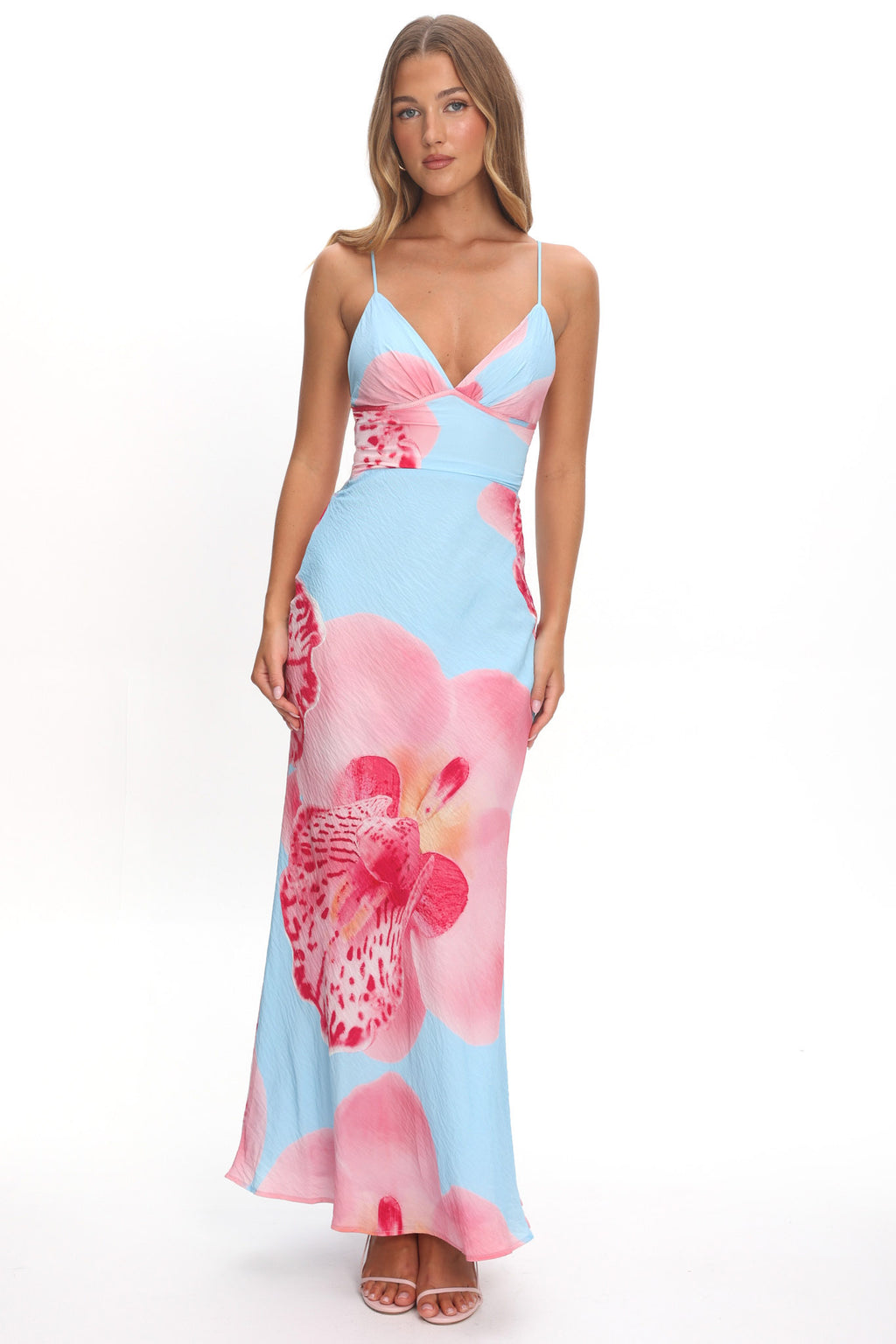 Floating Strappy Low Back Maxi Dress Orchid Blue by Selfie Leslie Australia