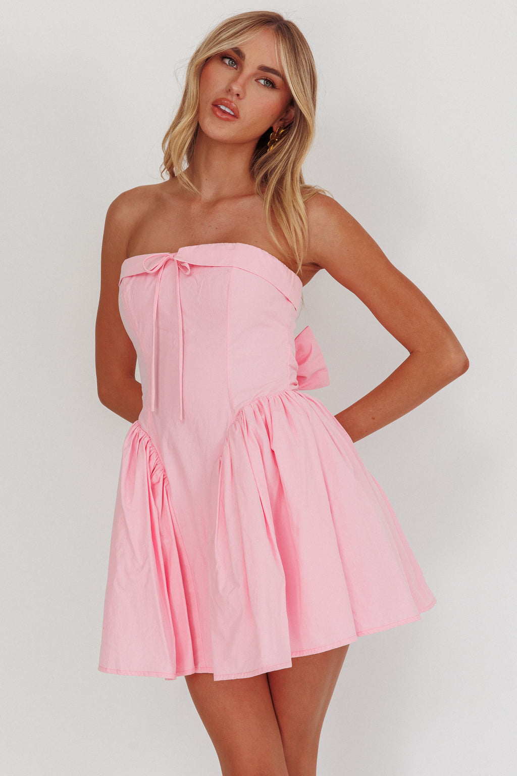 Angel Girls Bow Back Mini Dress Pink by Selfie Leslie Australia