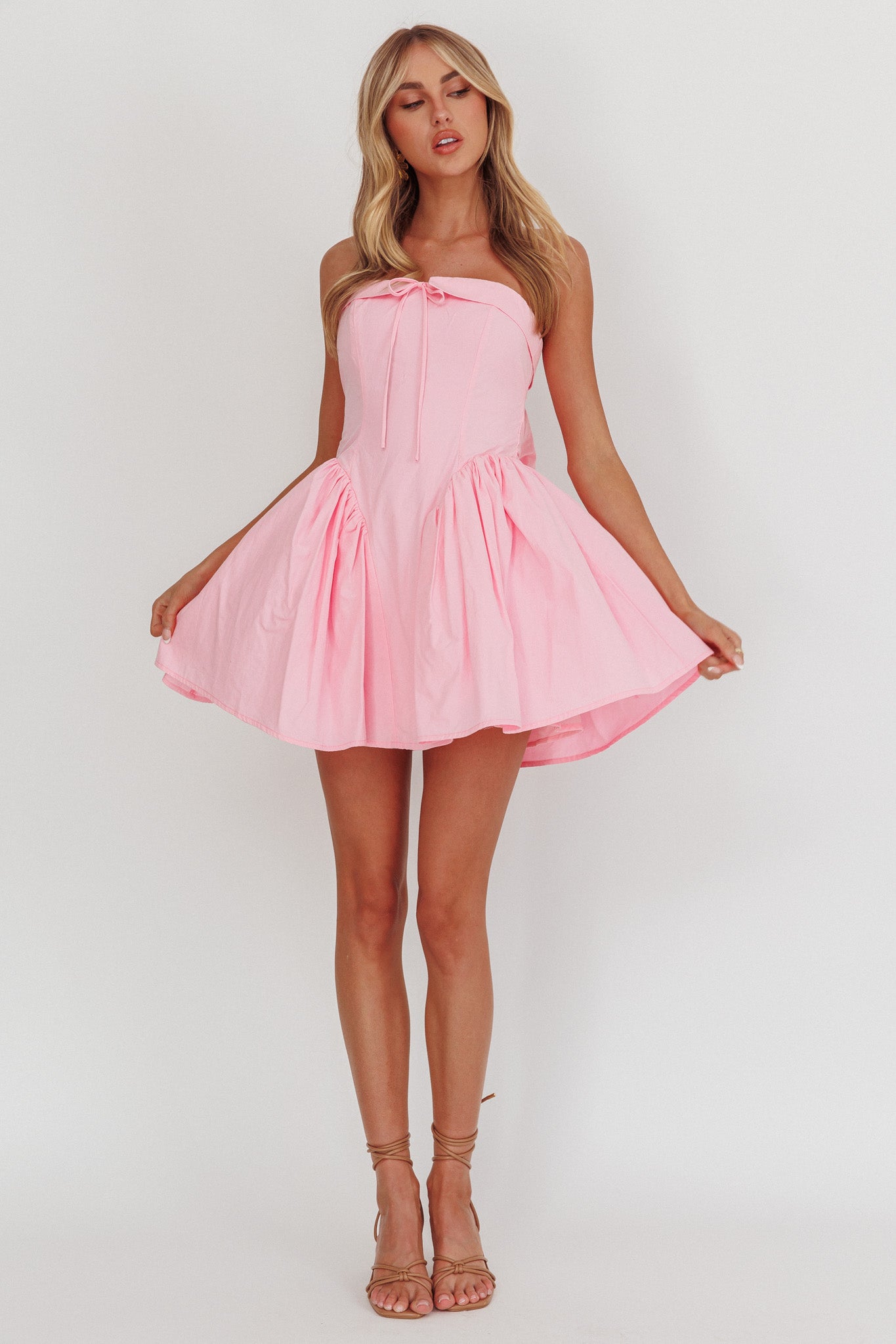 Angel Girls Bow Back Mini Dress Pink by Selfie Leslie Australia