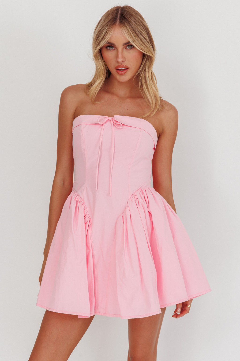 Angel Girls Bow Back Mini Dress Pink by Selfie Leslie Australia