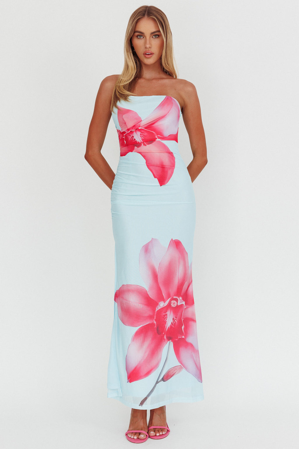 Truth Be Told Strapless Maxi Dress Blue by Selfie Leslie Australia
