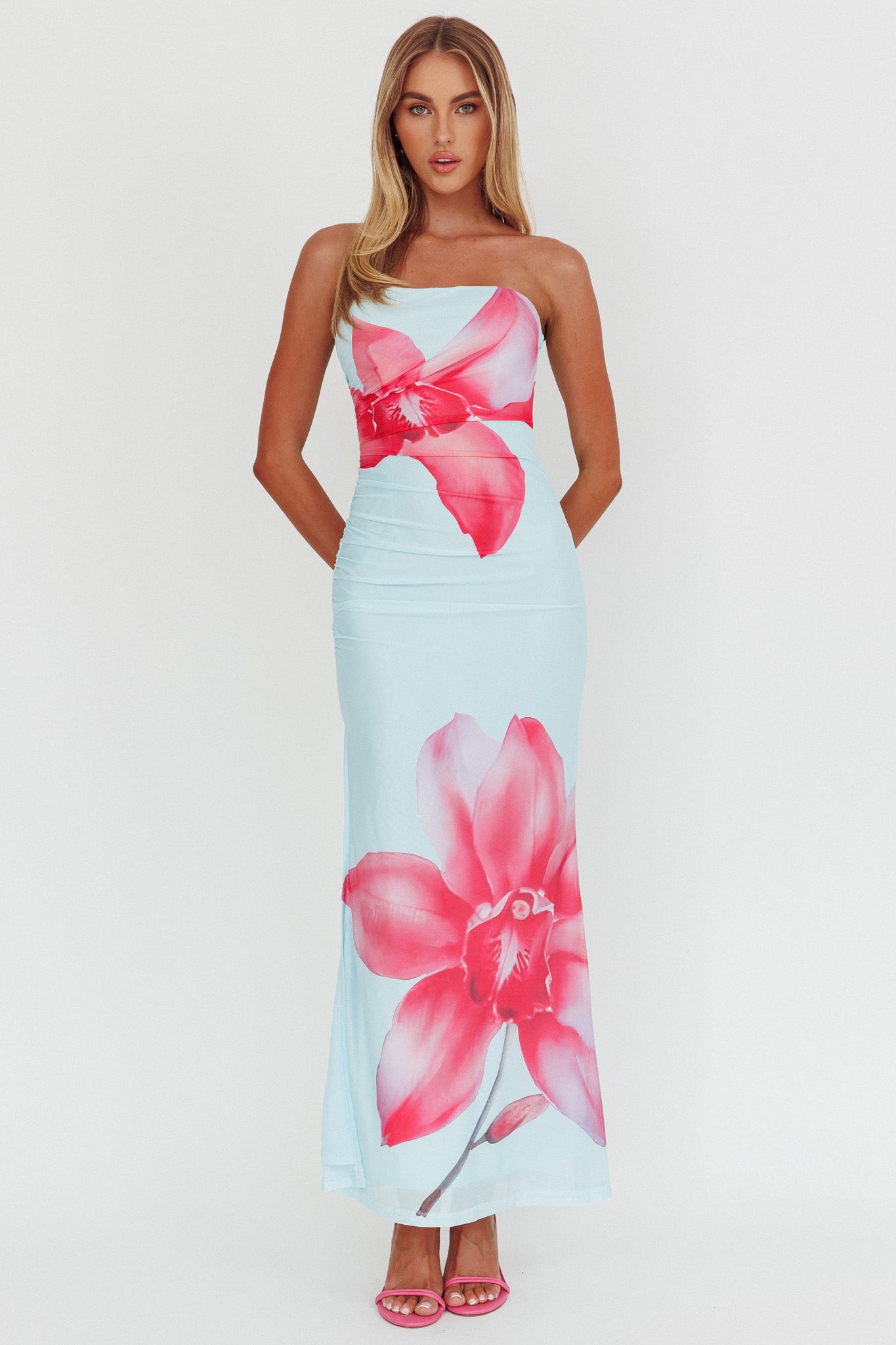 Truth Be Told Strapless Maxi Dress Blue by Selfie Leslie Australia