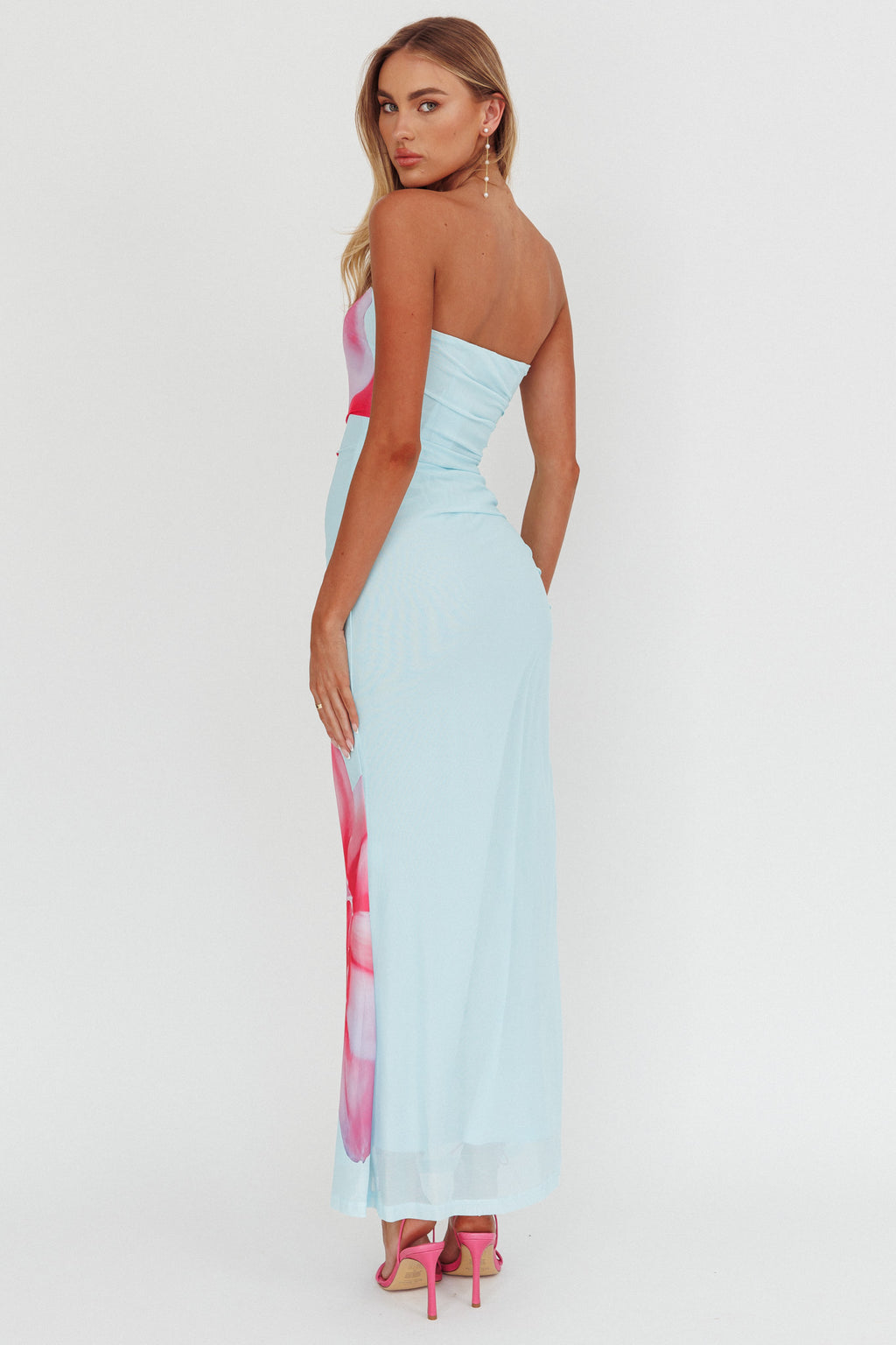 Truth Be Told Strapless Maxi Dress Blue by Selfie Leslie Australia