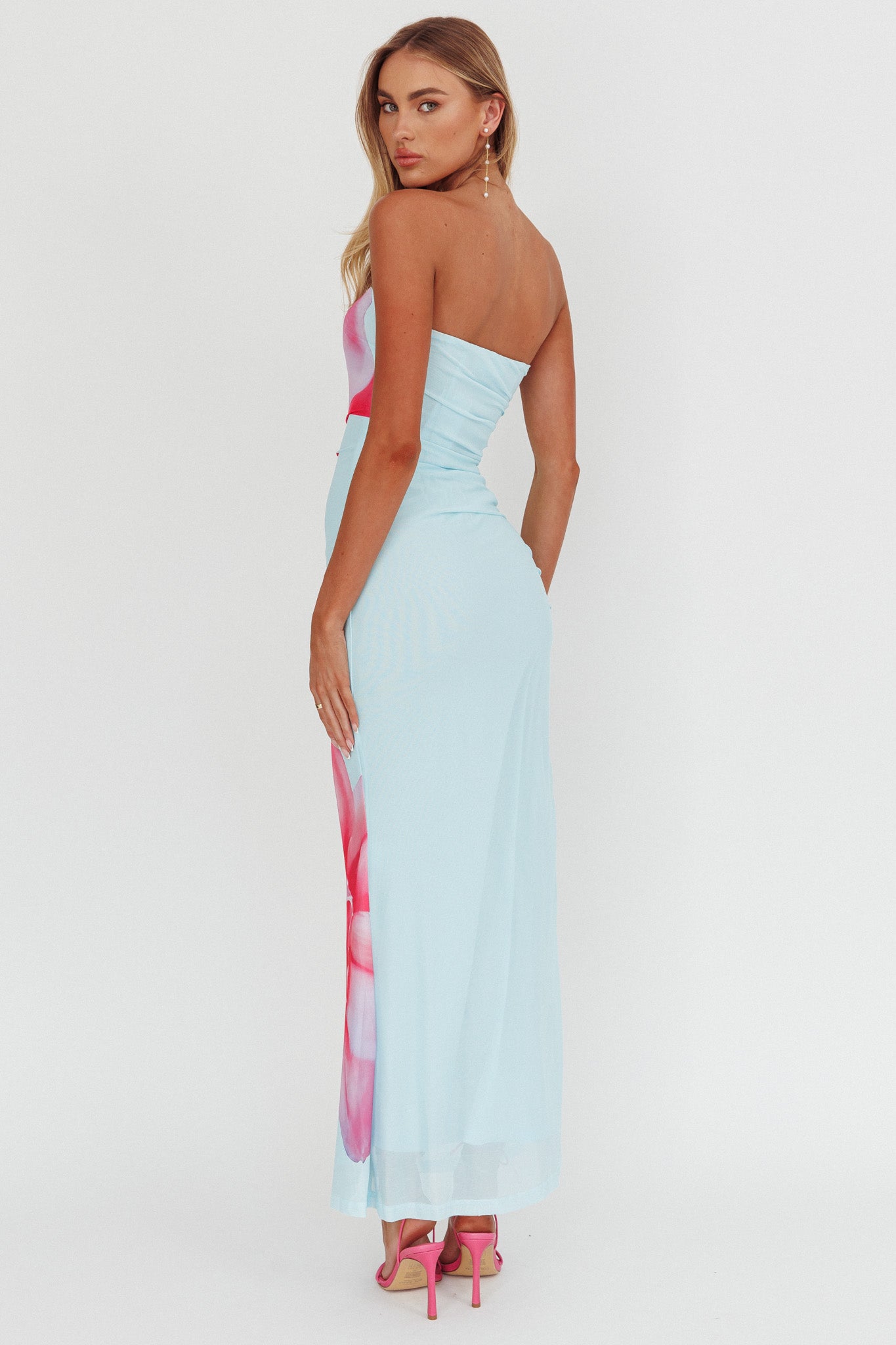 Truth Be Told Strapless Maxi Dress Blue by Selfie Leslie Australia