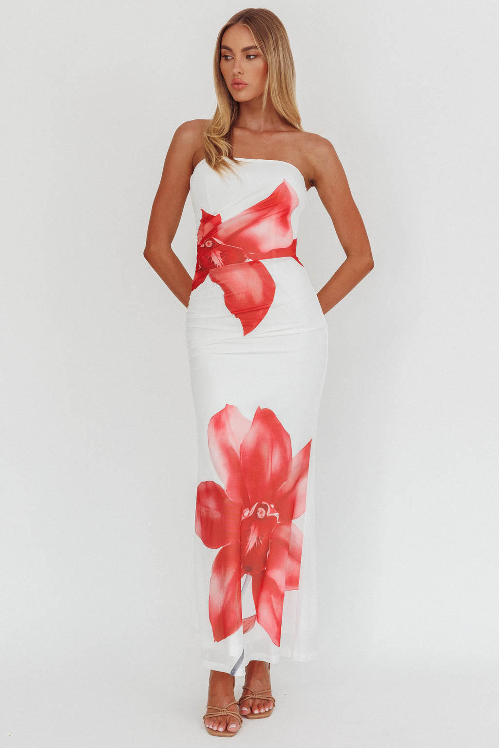 Truth Be Told Strapless Maxi Dress White by Selfie Leslie Australia
