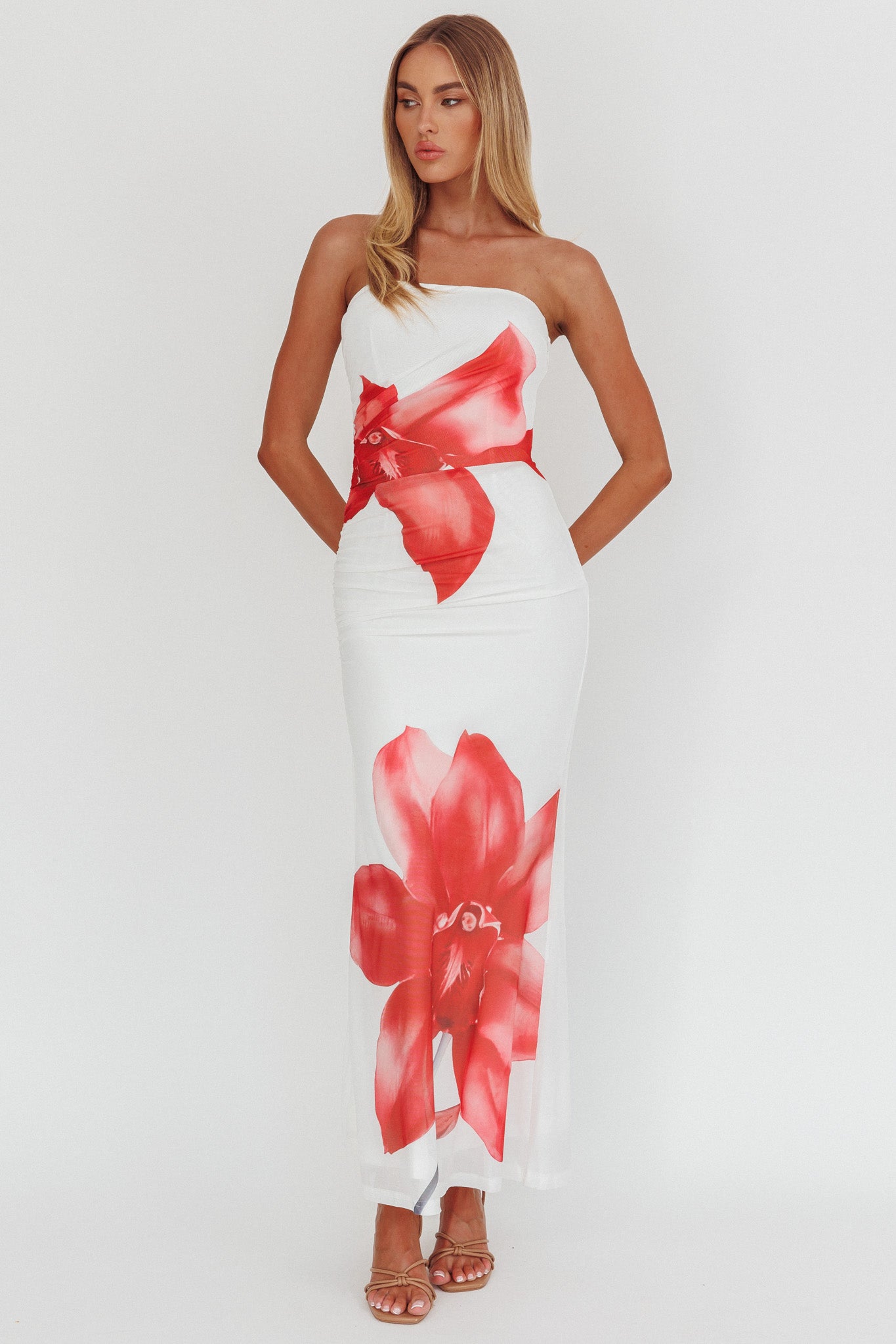 Truth Be Told Strapless Maxi Dress White by Selfie Leslie Australia