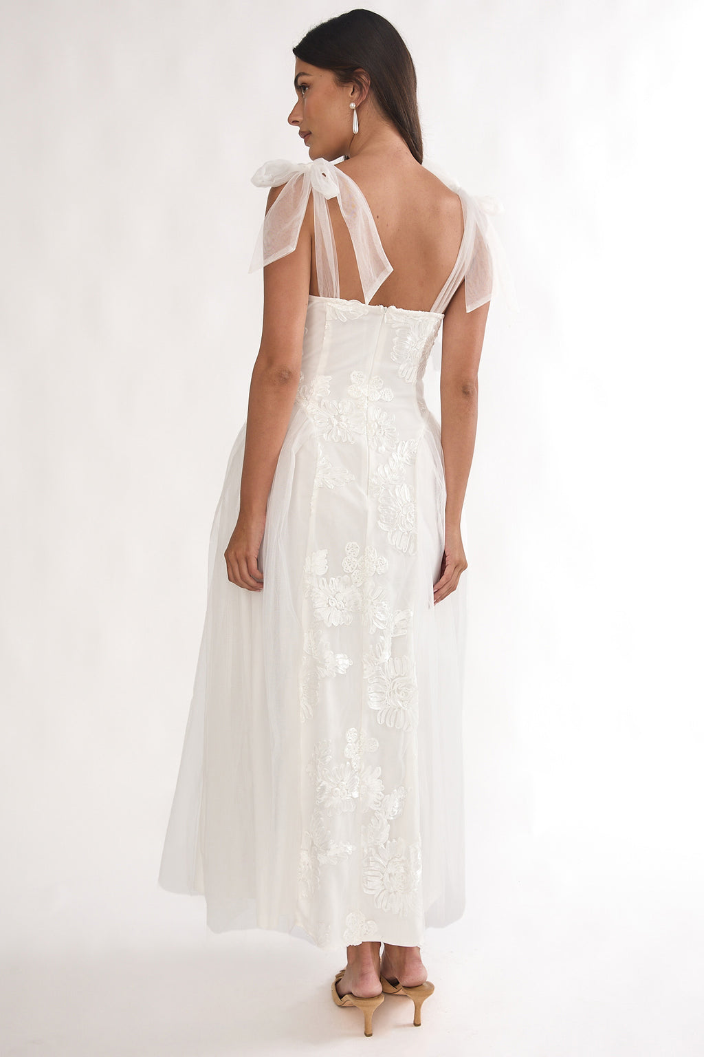 Serifine Floral Embellished Bow Maxi Dress White by Selfie Leslie Australia