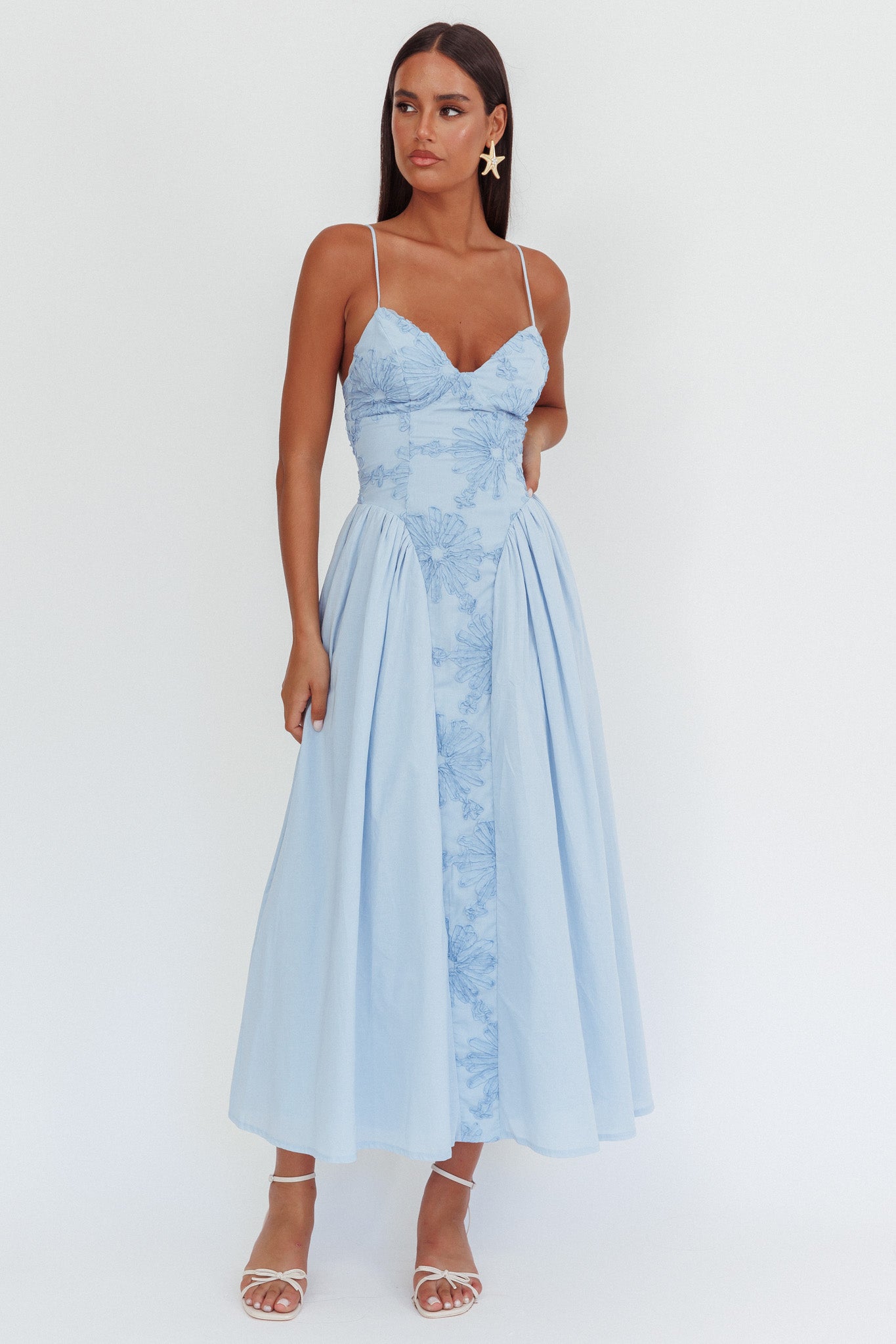 Serifine Floral Embellished Maxi Dress Blue by Selfie Leslie Australia
