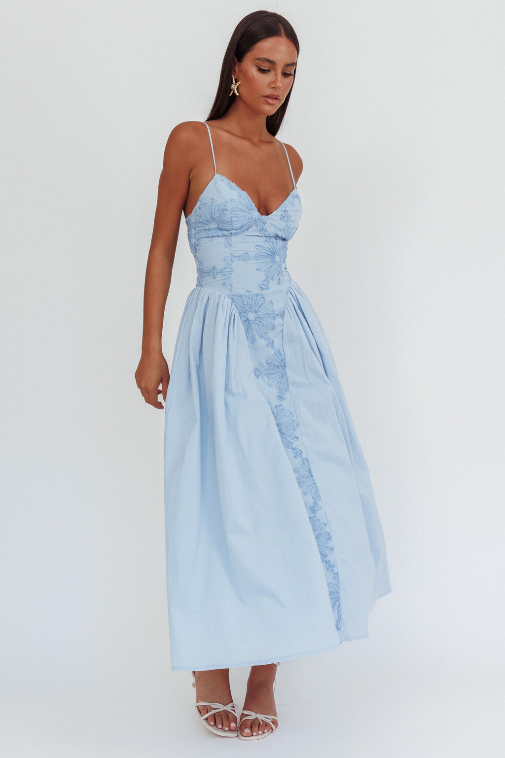 Serifine Floral Embellished Maxi Dress Blue by Selfie Leslie Australia