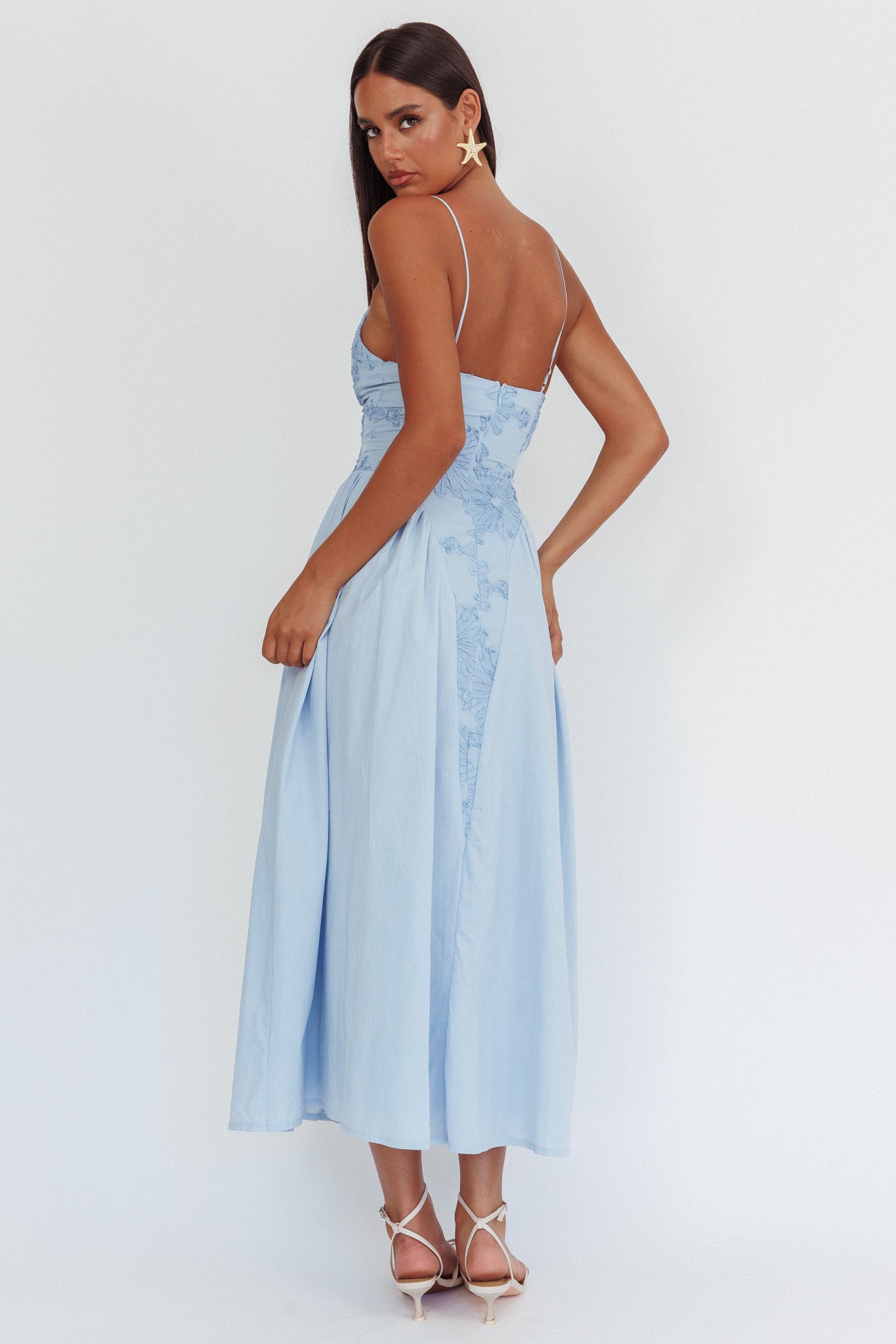 Serifine Floral Embellished Maxi Dress Blue by Selfie Leslie Australia