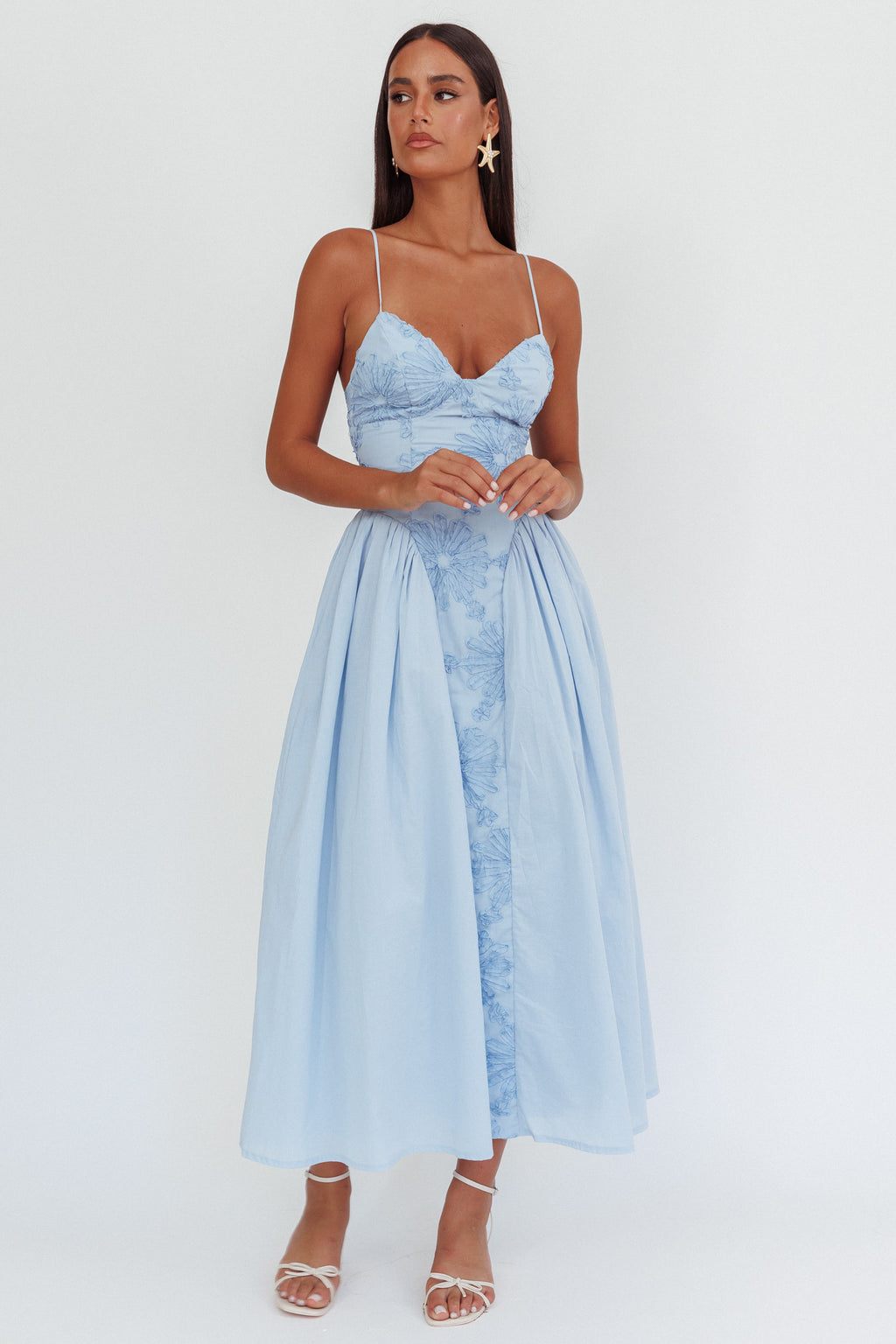 Serifine Floral Embellished Maxi Dress Blue by Selfie Leslie Australia