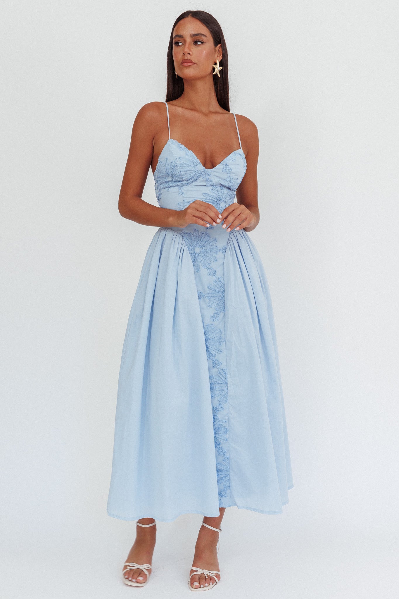 Serifine Floral Embellished Maxi Dress Blue by Selfie Leslie Australia