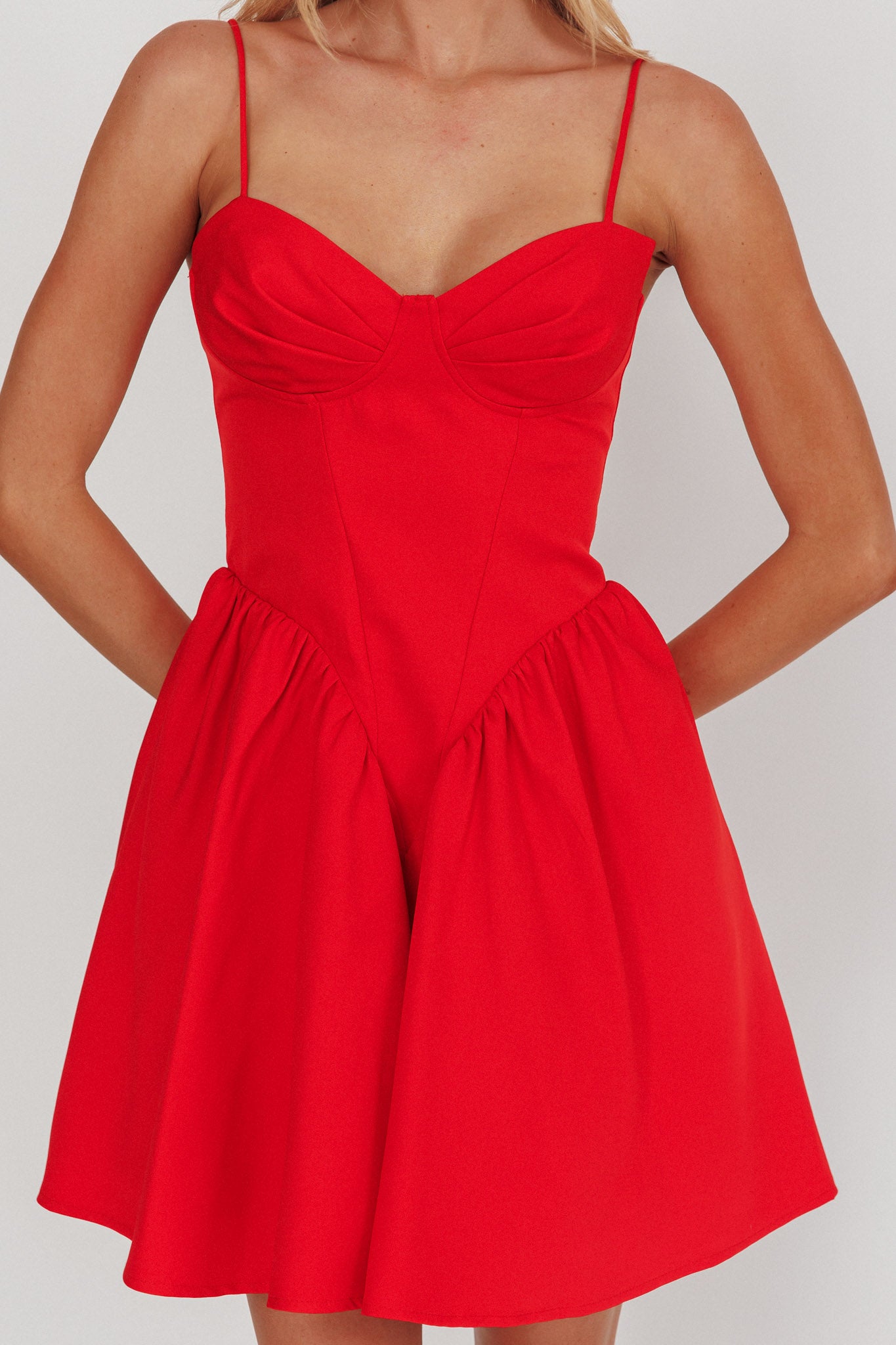 Star Signs Lace-Up Back Mini Dress Red by Selfie Leslie Australia
