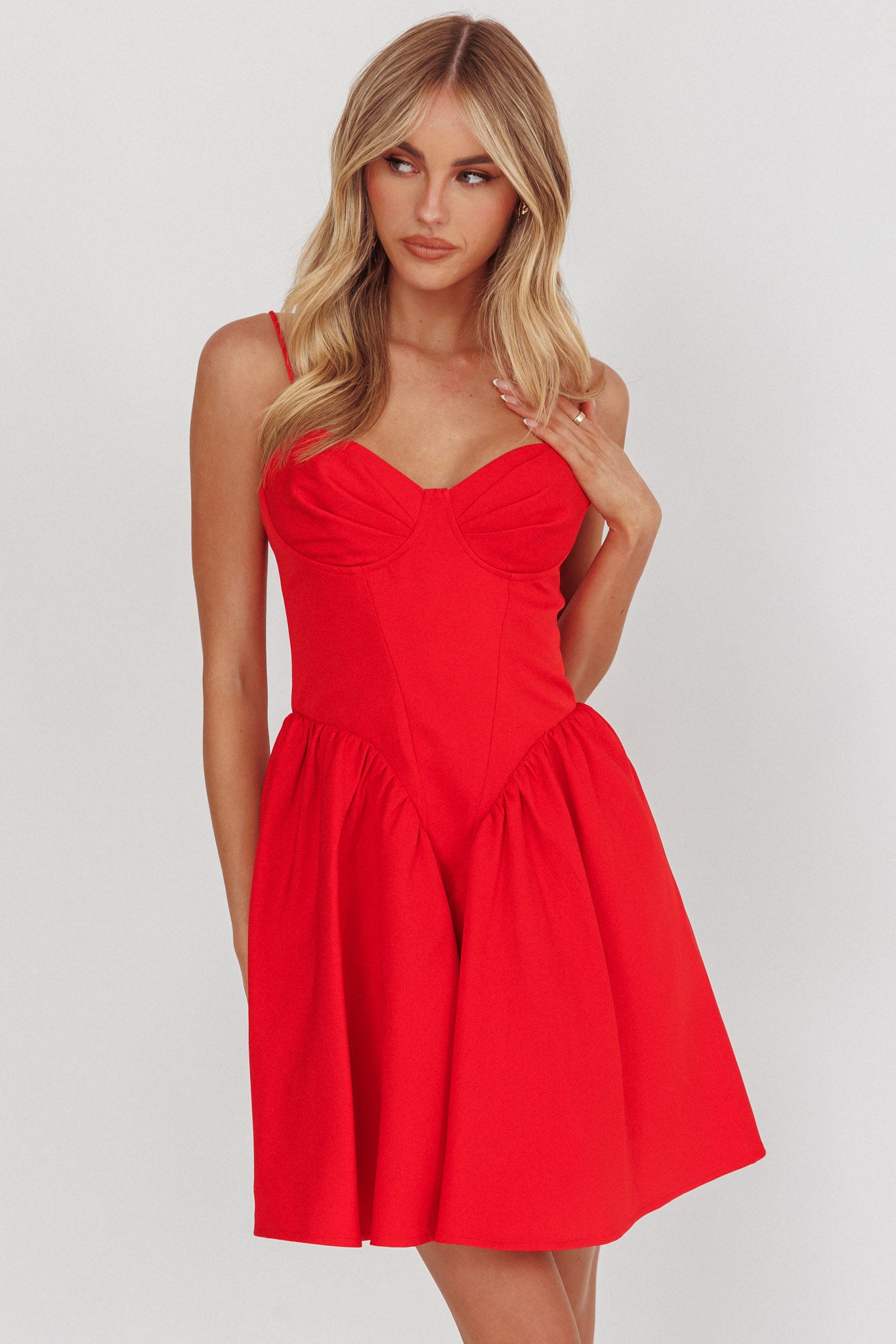Star Signs Lace-Up Back Mini Dress Red by Selfie Leslie Australia