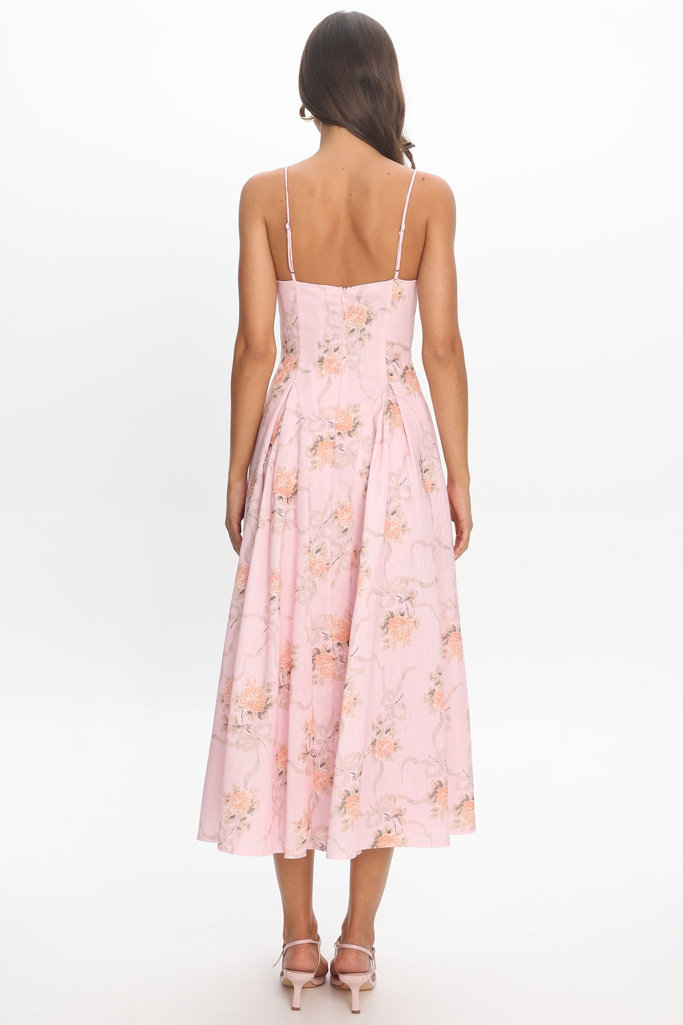 Get My Attention Pleat Waist Maxi Dress Bow Pink