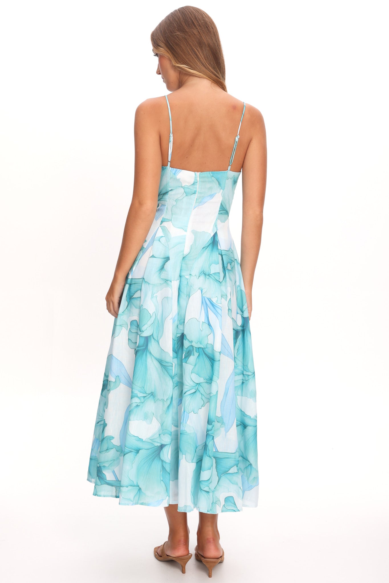 Get My Attention Pleat Waist Maxi Dress Watercolor Green by Selfie Leslie Australia