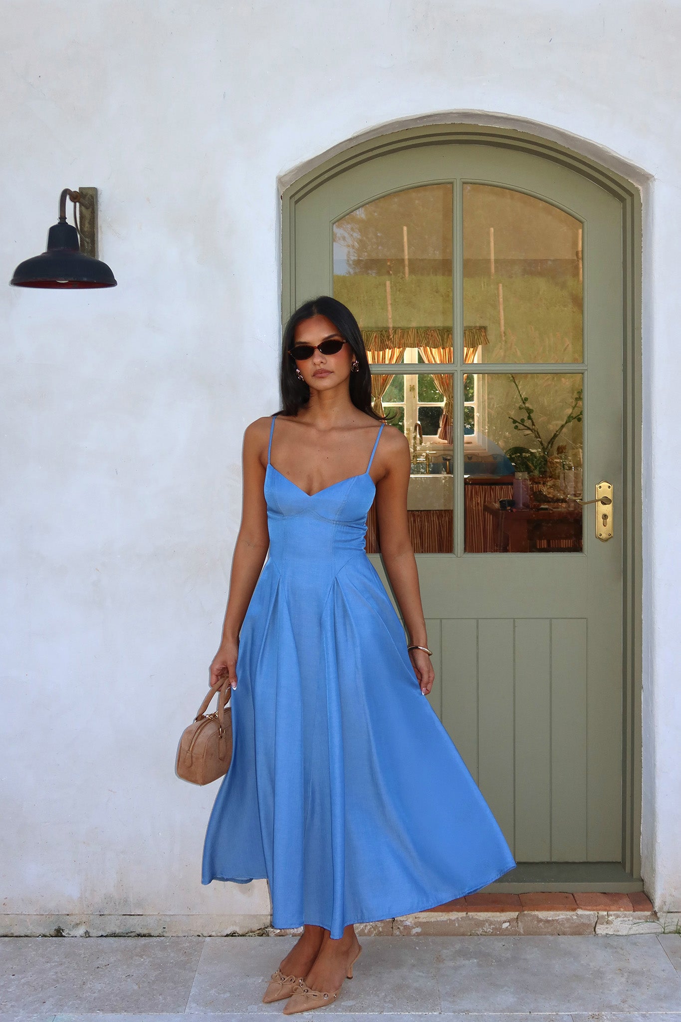 Take It All Cami Strap Midi Dress Light Blue by Selfie Leslie Australia