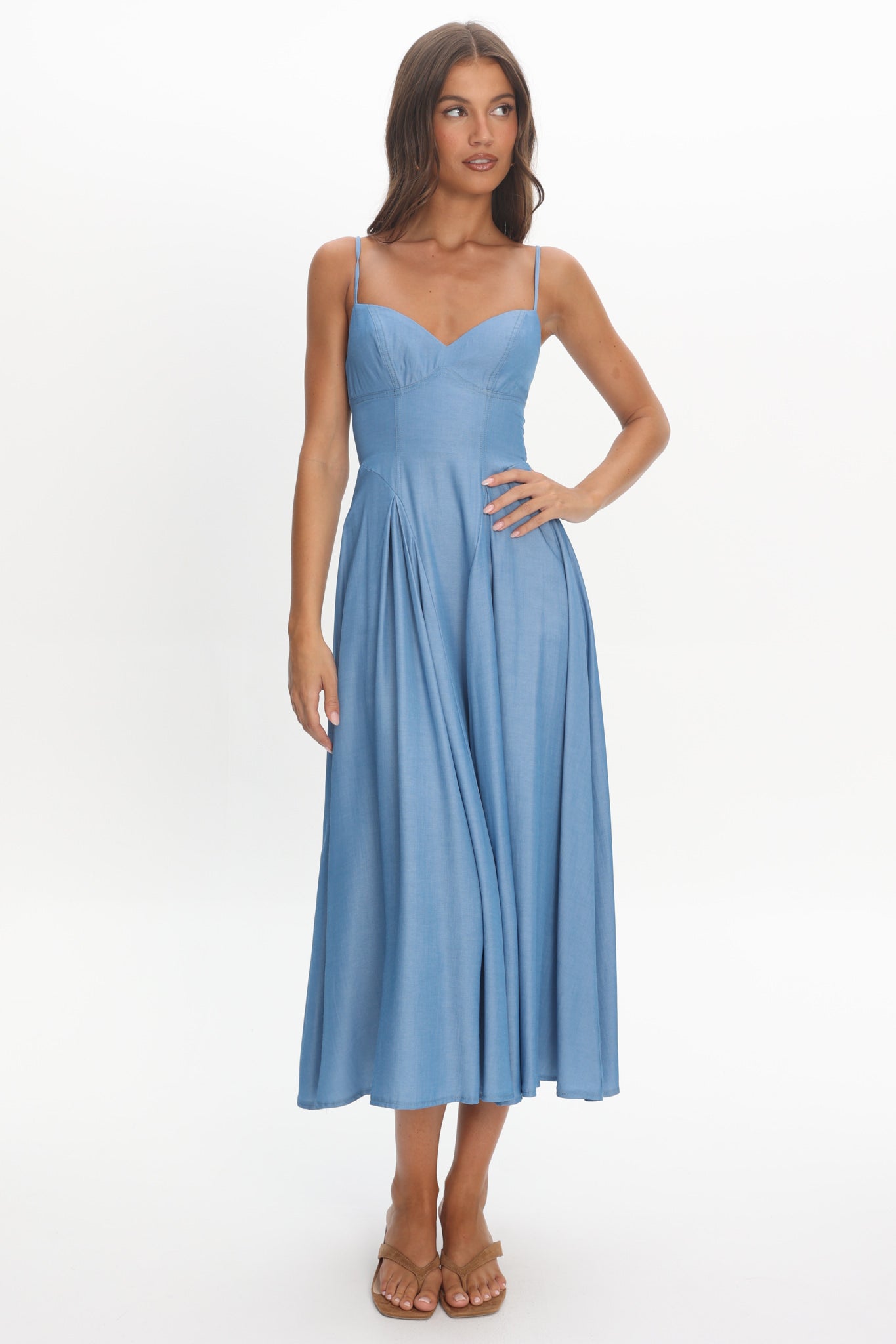 Take It All Cami Strap Midi Dress Light Blue by Selfie Leslie Australia