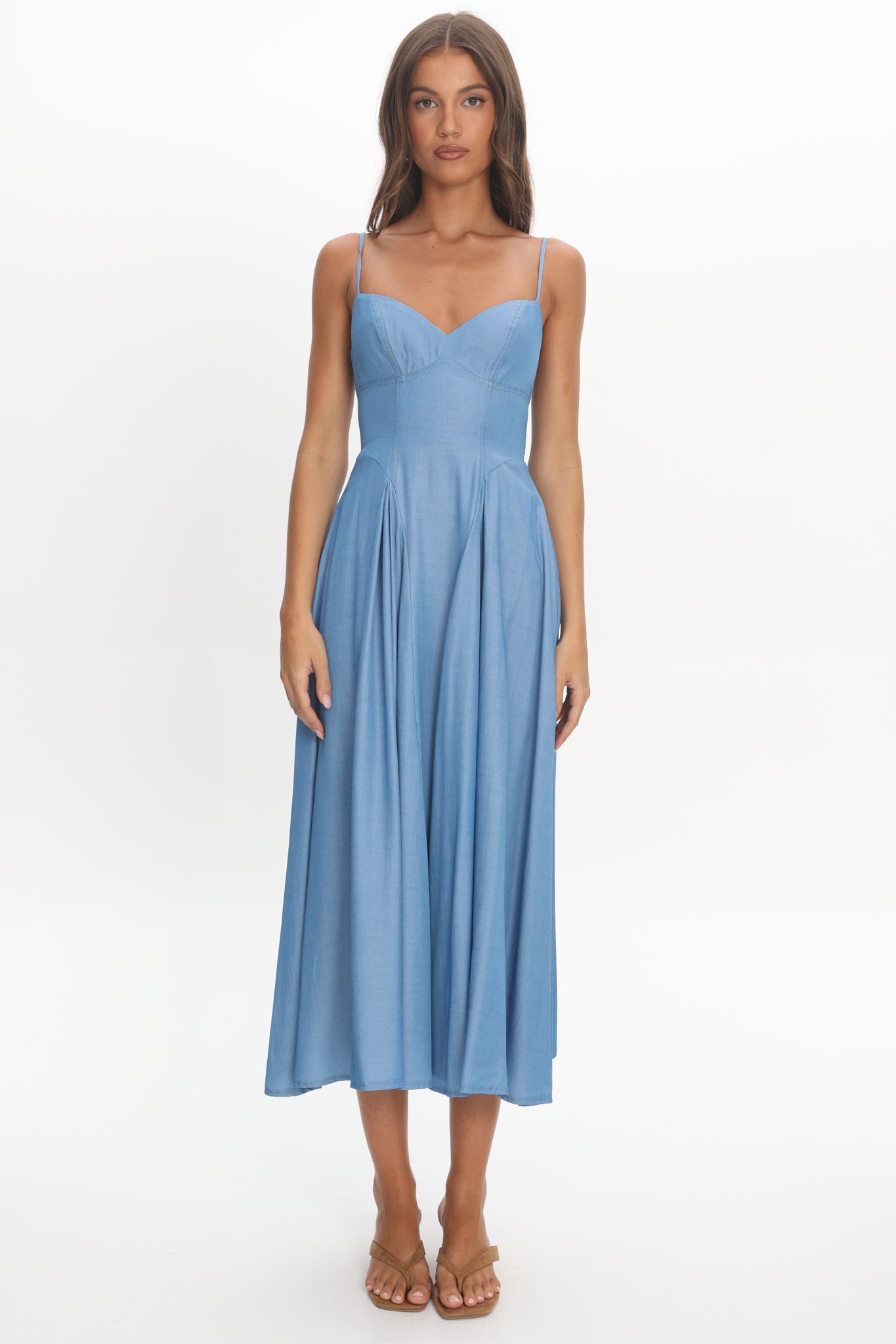 Take It All Cami Strap Midi Dress Light Blue by Selfie Leslie Australia