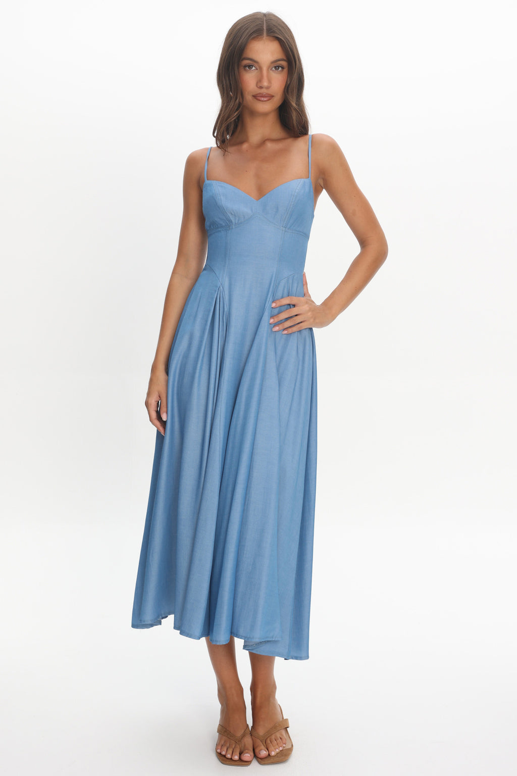 Take It All Cami Strap Midi Dress Light Blue by Selfie Leslie Australia
