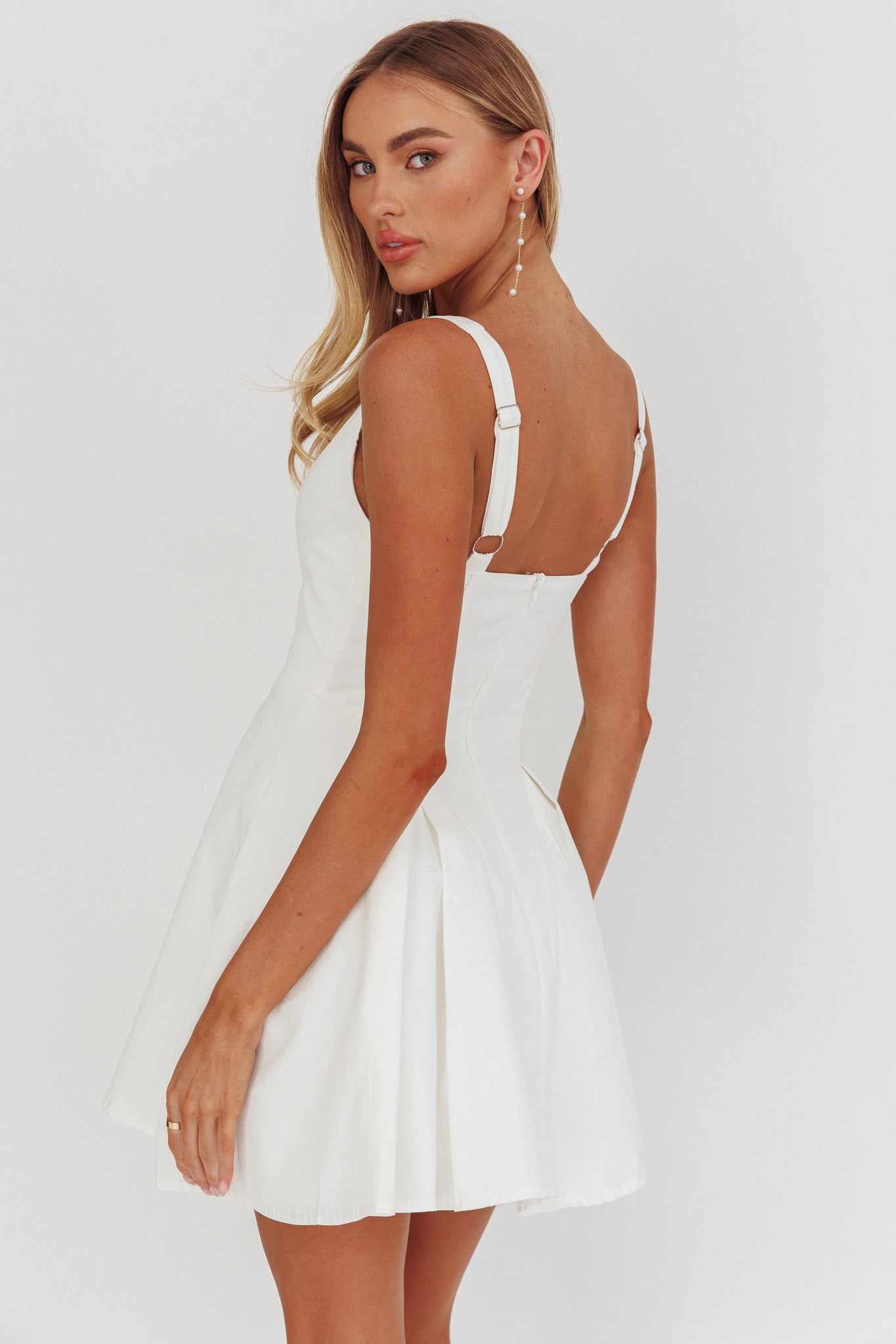 Get My Attention A-Line Mini Dress White by Selfie Leslie Australia