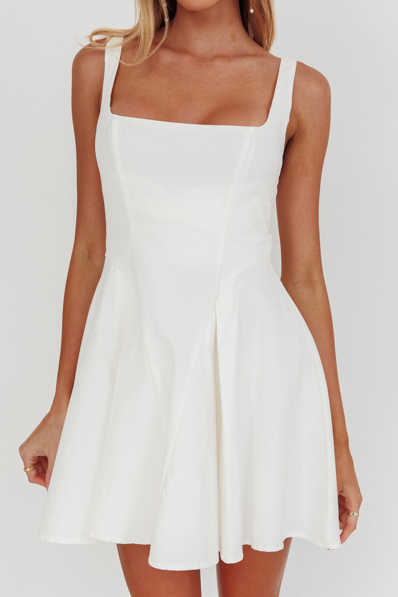 Get My Attention A-Line Mini Dress White by Selfie Leslie Australia
