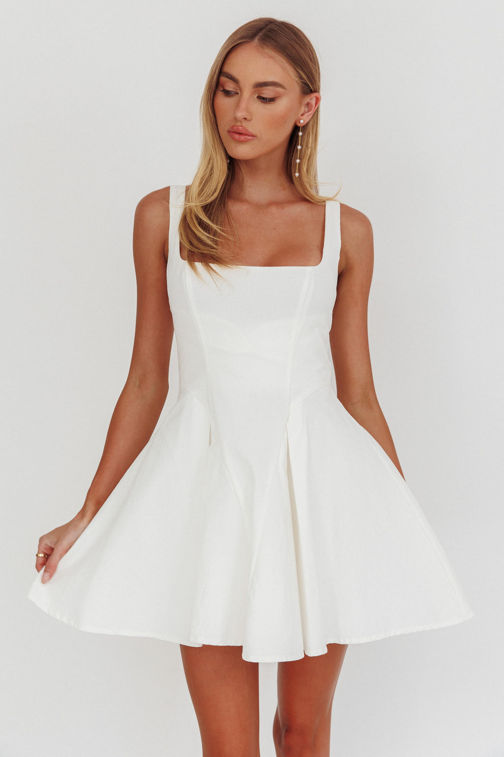 Get My Attention A-Line Mini Dress White by Selfie Leslie Australia