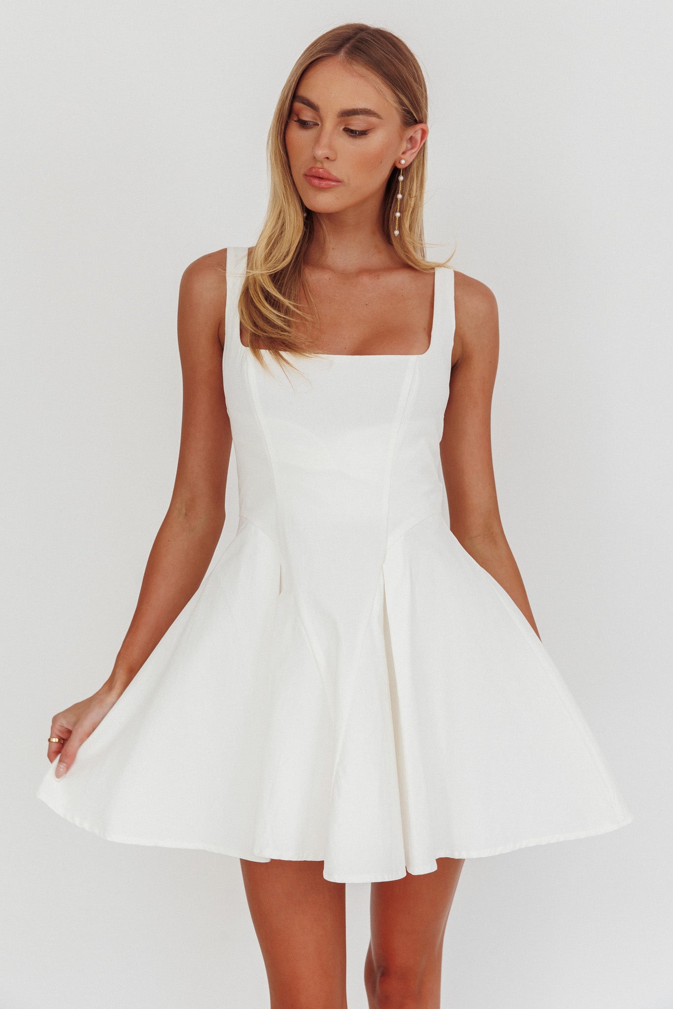 Get My Attention A-Line Mini Dress White by Selfie Leslie Australia