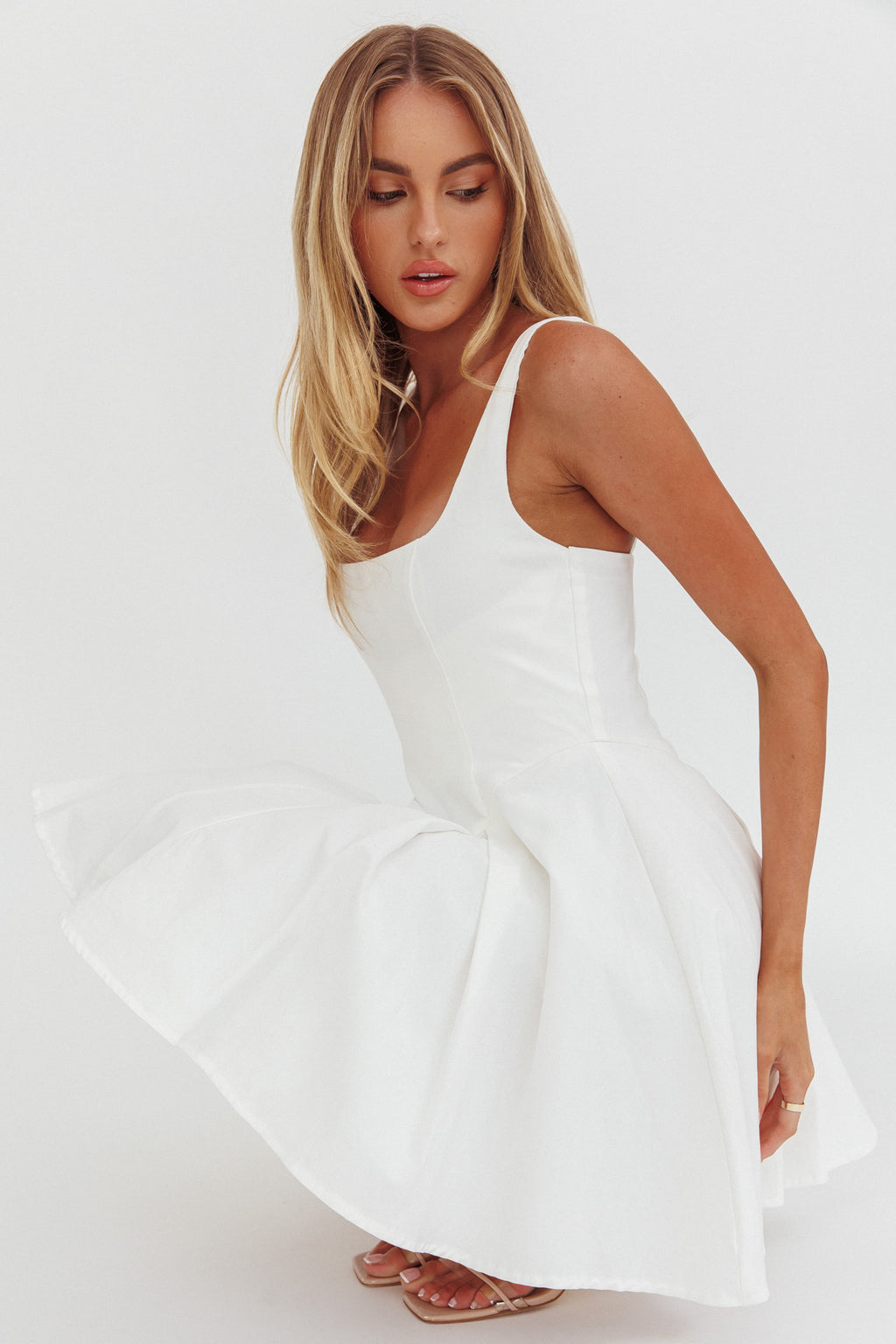 Get My Attention A-Line Mini Dress White by Selfie Leslie Australia