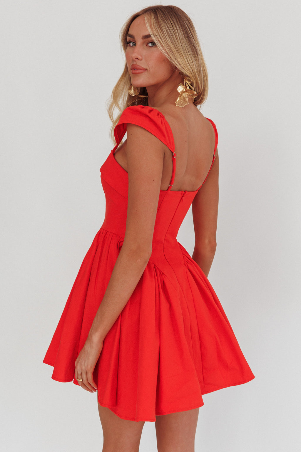 Morning Meadows Button Front Mini Dress Red by Selfie Leslie Australia
