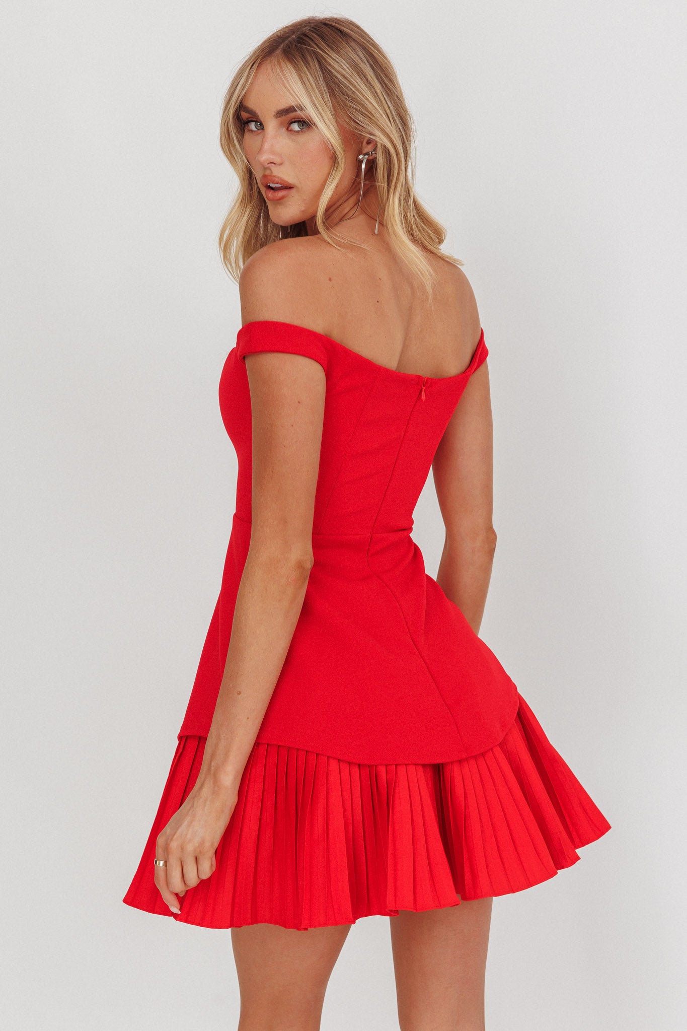 Devoted Love Pleat Hem Mini Dress Red by Selfie Leslie Australia