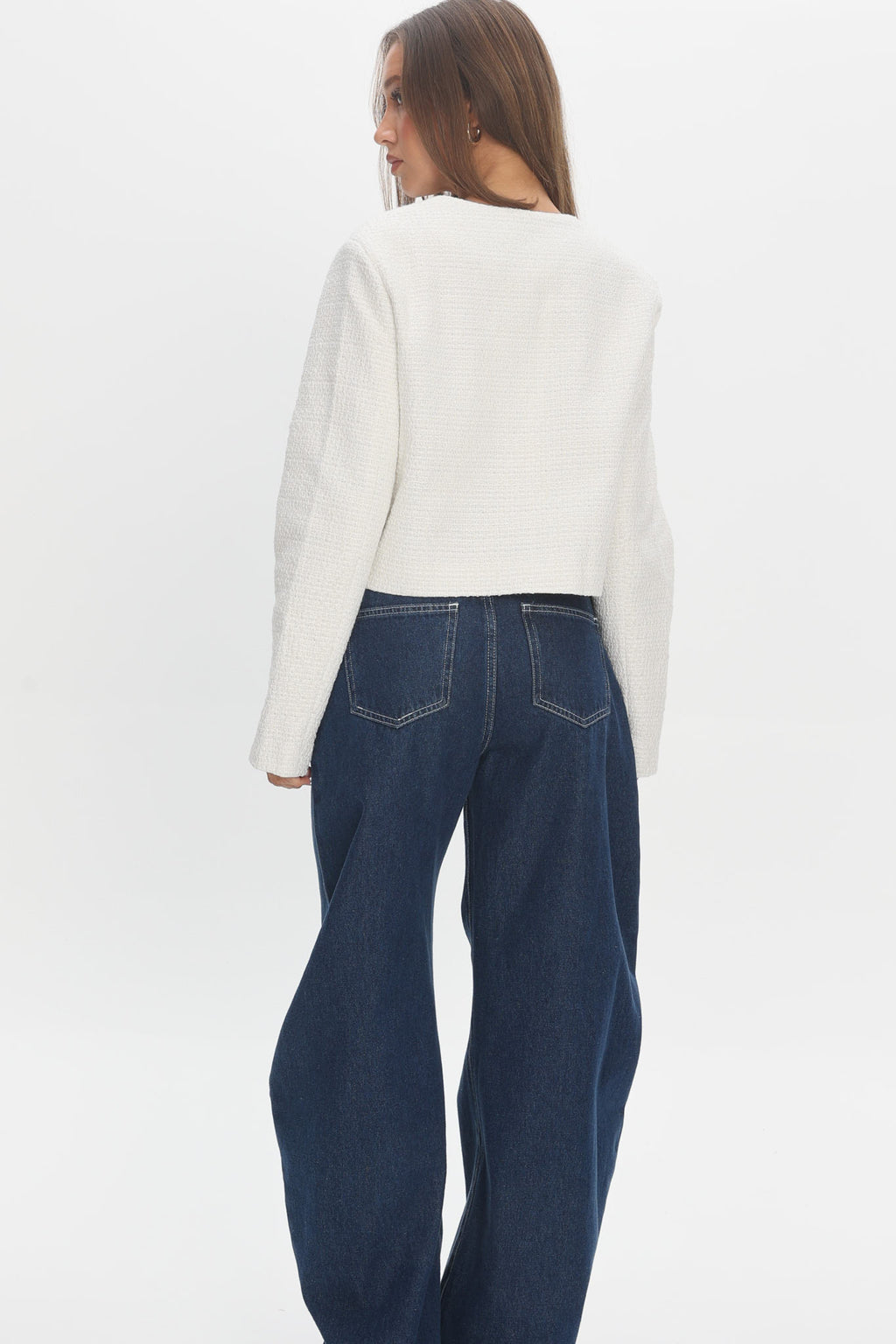 Beverly Hills Cropped Jacket Tweed White by Selfie Leslie Australia