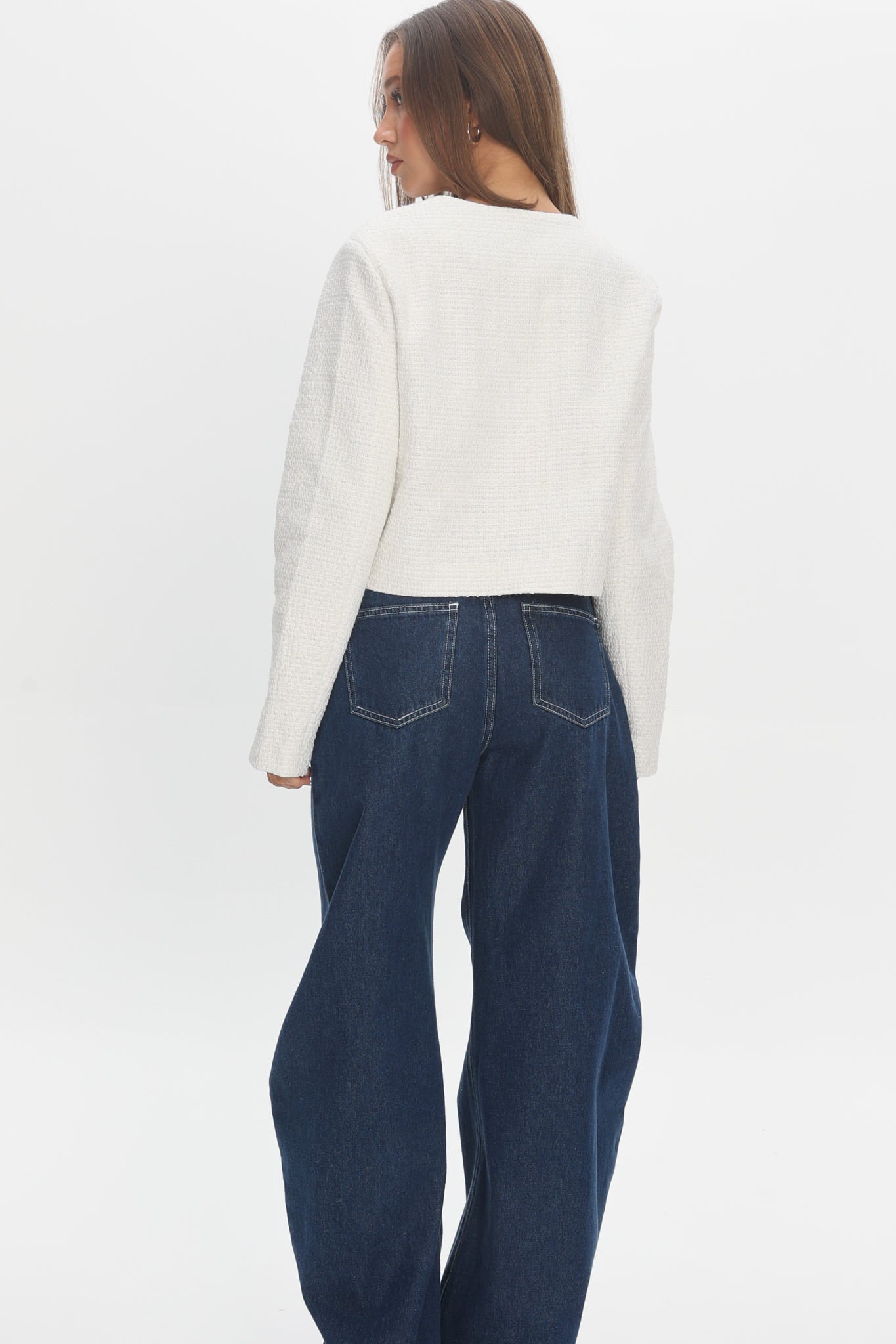Beverly Hills Cropped Jacket Tweed White by Selfie Leslie Australia