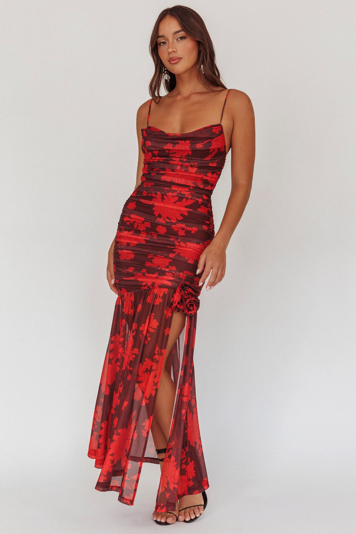 red floral dress maxi Stole The Show Ruched Mesh Floor Length Prom Dress Check out this navy Avoid bleaching and tumble Size:8 years US numeric