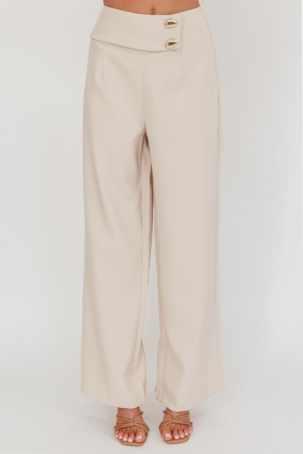 Ishani Hardware Decoration Pants Beige by Selfie Leslie Australia