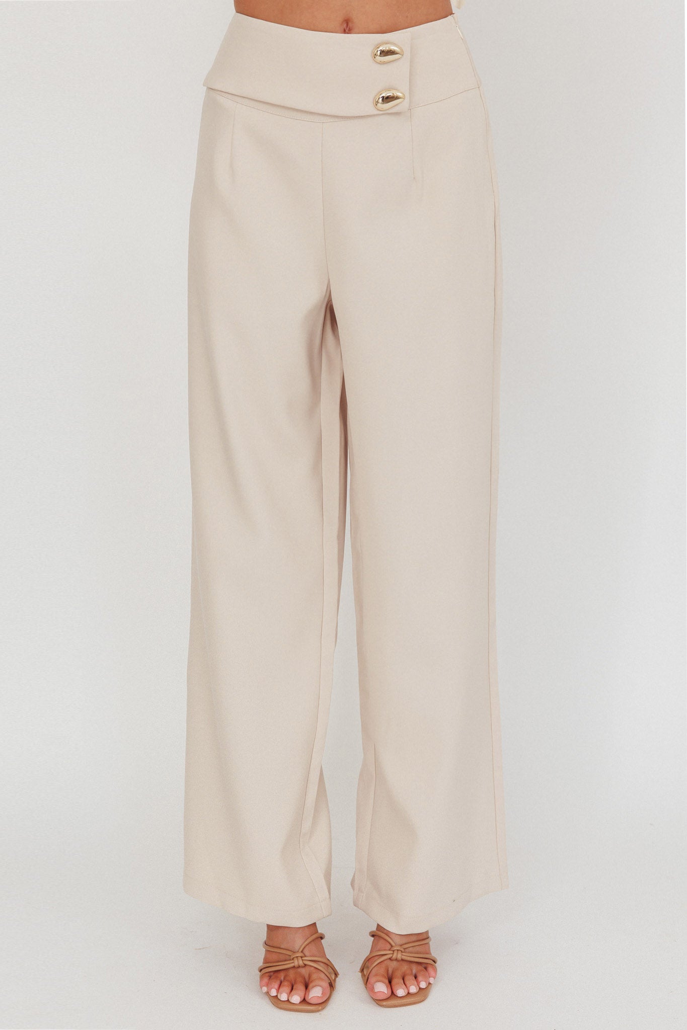 Ishani Hardware Decoration Pants Beige by Selfie Leslie Australia