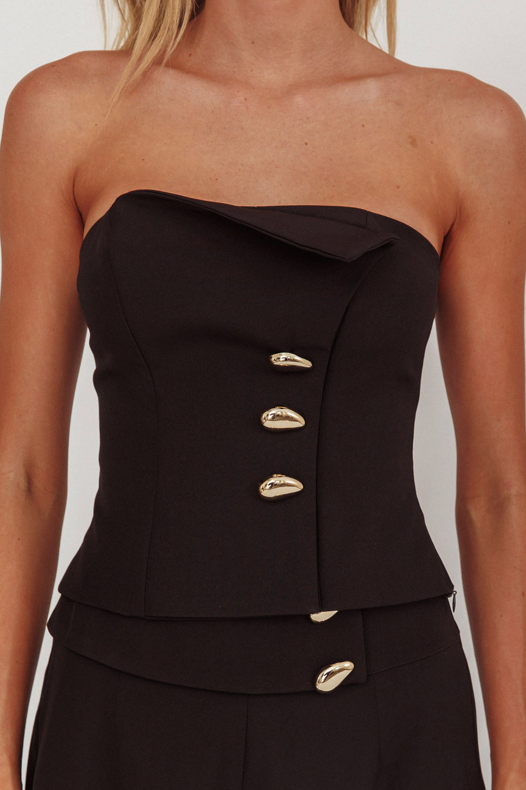 Ishani Hardware Decoration Strapless Top Black by Selfie Leslie Australia
