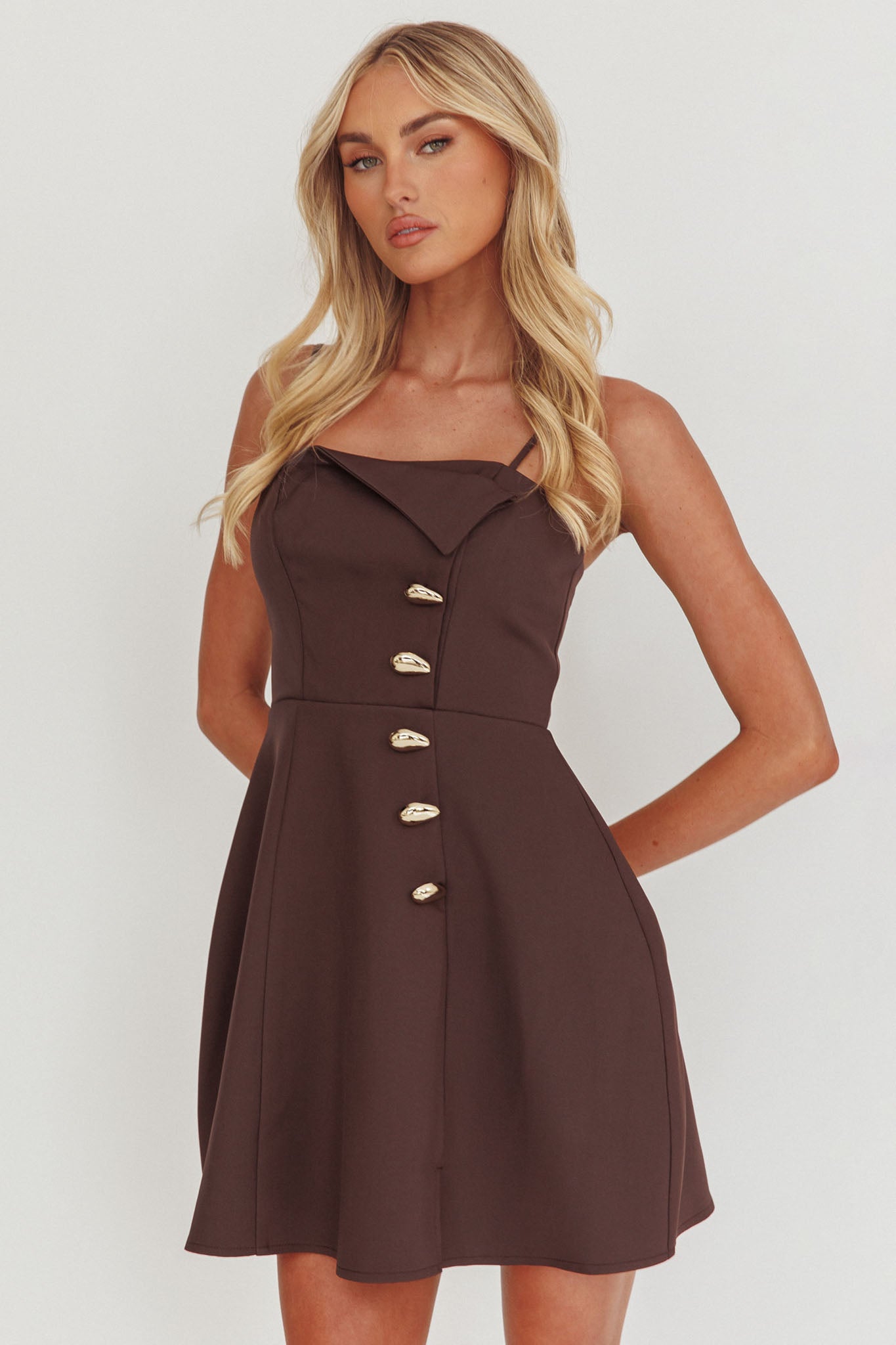 Captivated Button Feature Mini Dress Coco by Selfie Leslie Australia