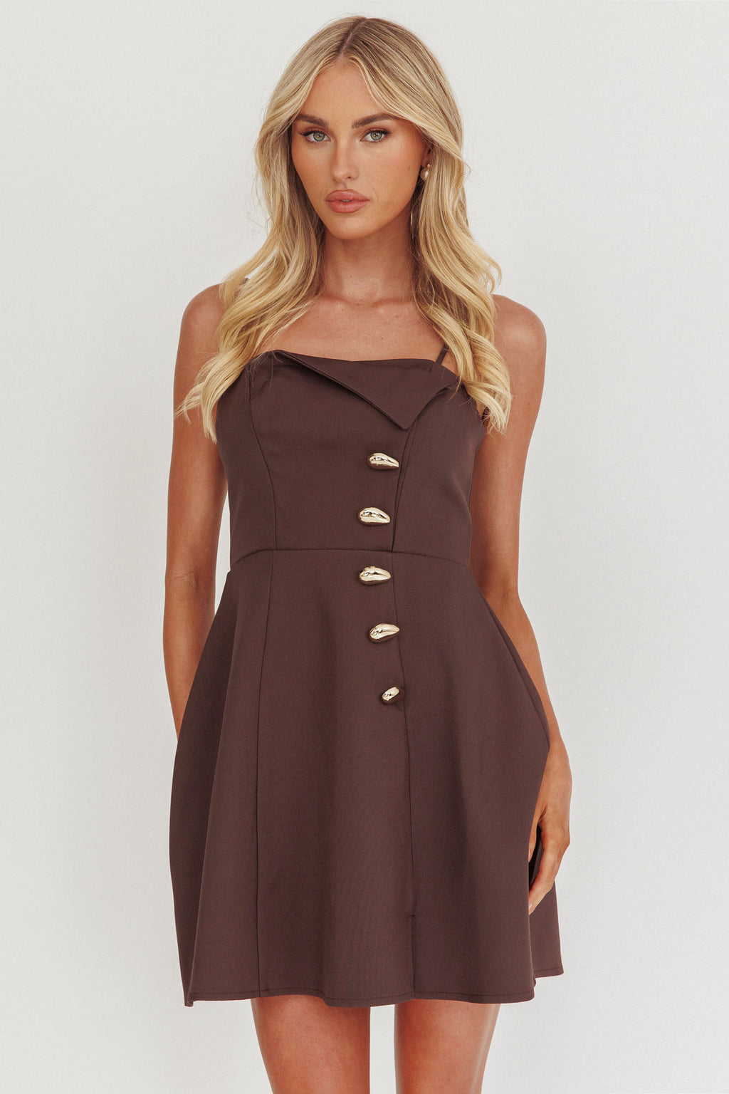 Captivated Button Feature Mini Dress Coco by Selfie Leslie Australia