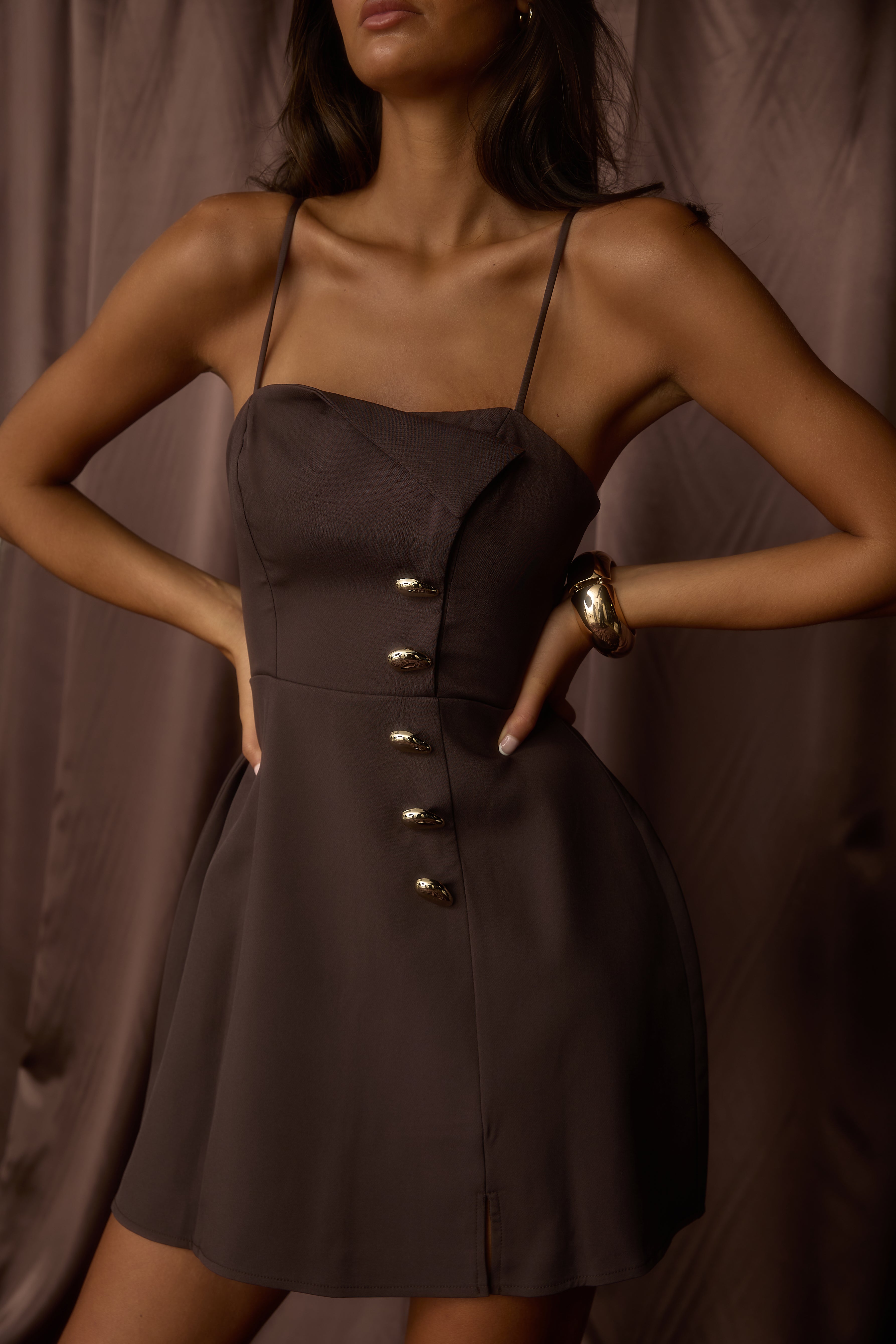 Captivated Button Feature Mini Dress Coco by Selfie Leslie Australia