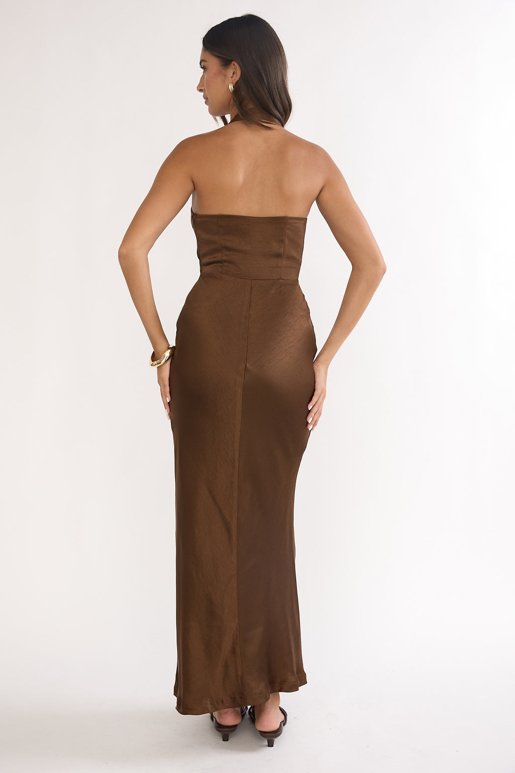Girl's Night Halterneck Maxi Dress Chocolate by Selfie Leslie Australia