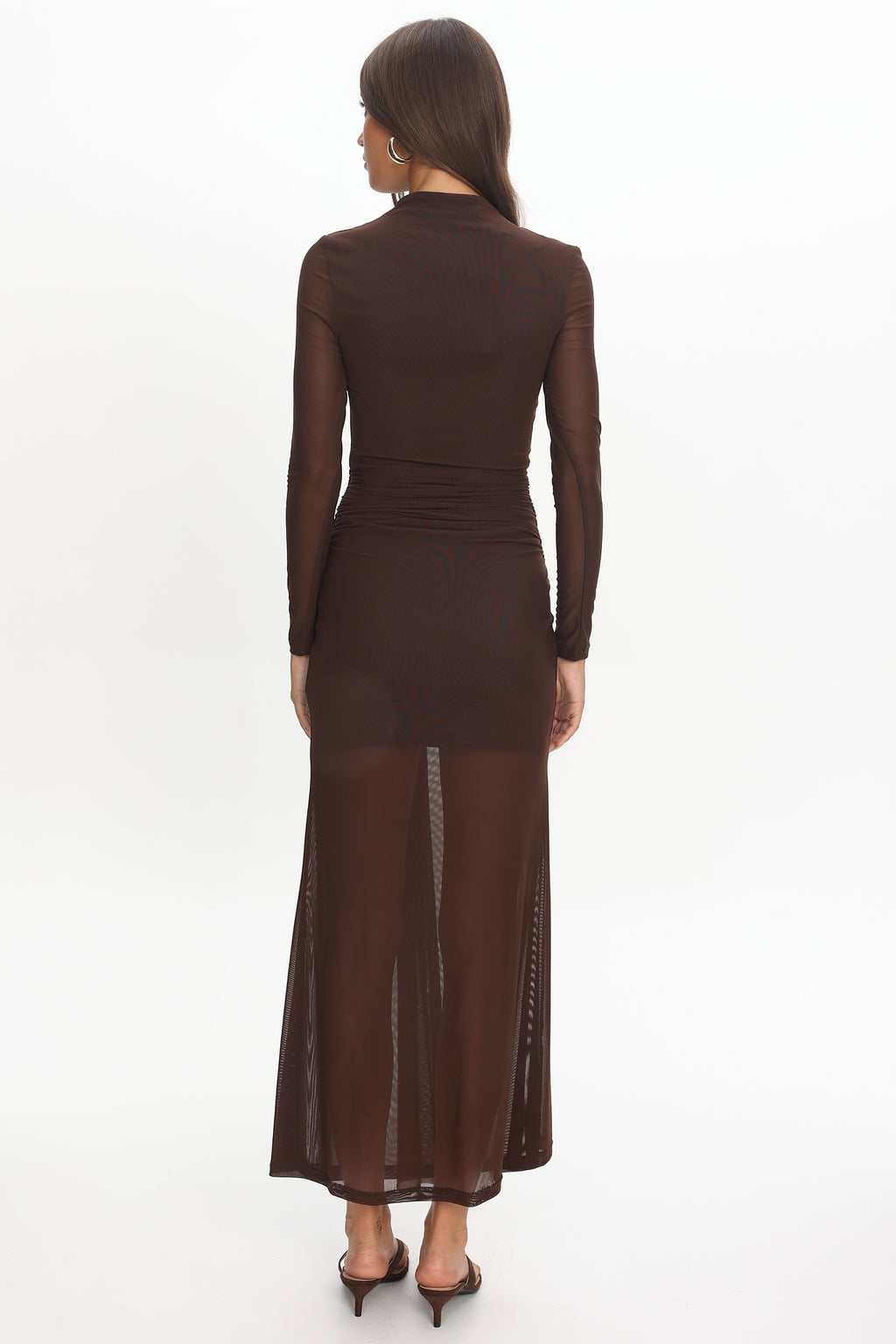 Girl's Night Long Sleeve Mesh Maxi Dress Chocolate by Selfie Leslie Australia