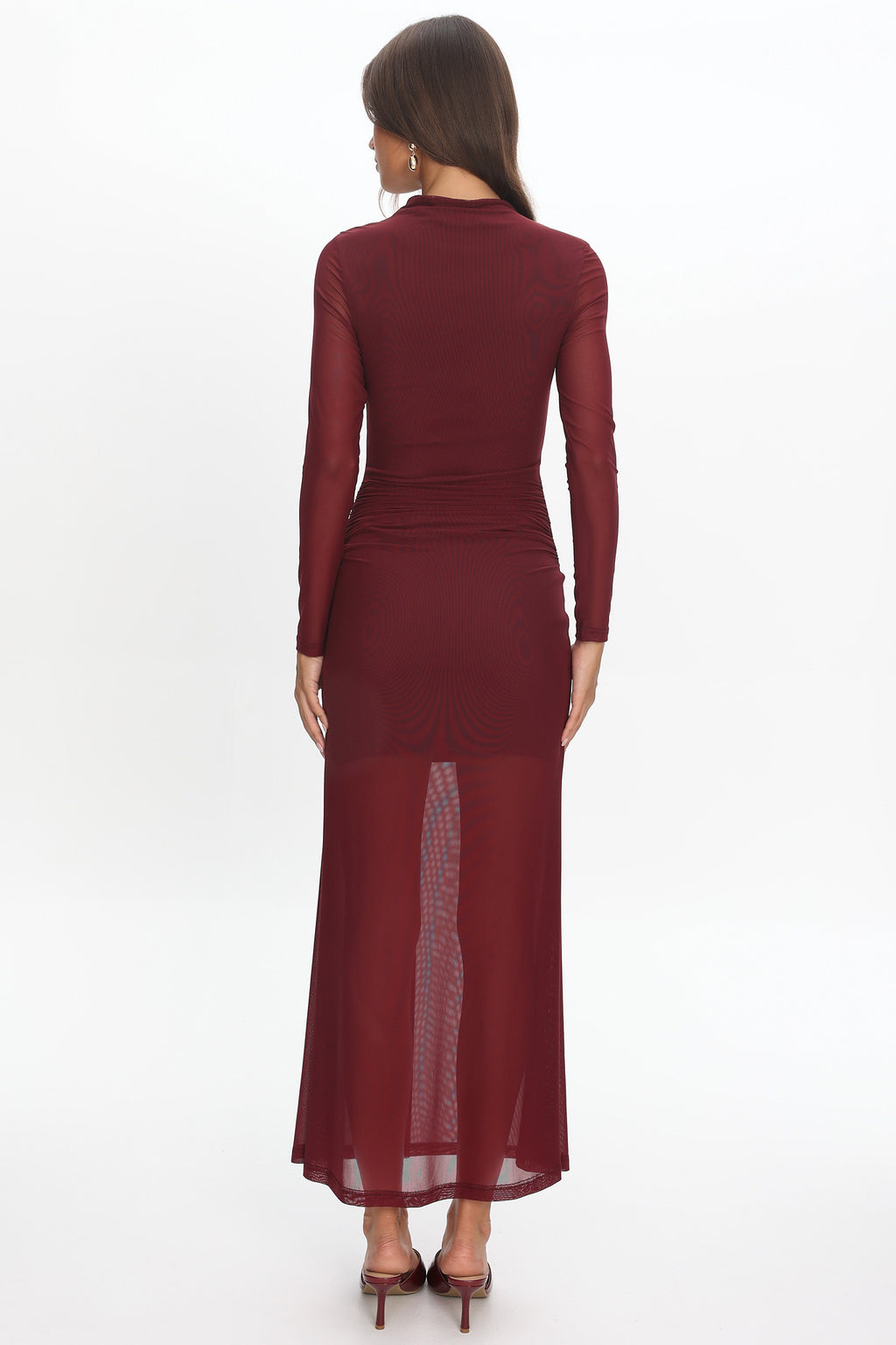 Girl's Night Long Sleeve Mesh Maxi Dress Wine by Selfie Leslie Australia