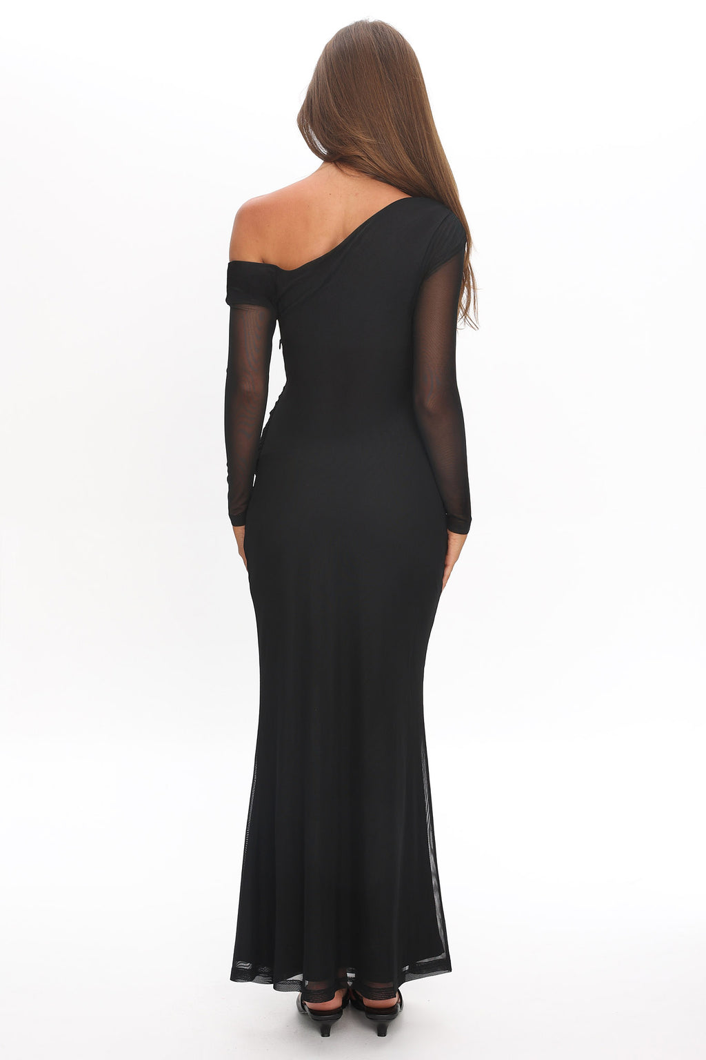 Girl's Night Long Sleeve Mesh Maxi Dress Black by Selfie Leslie Australia