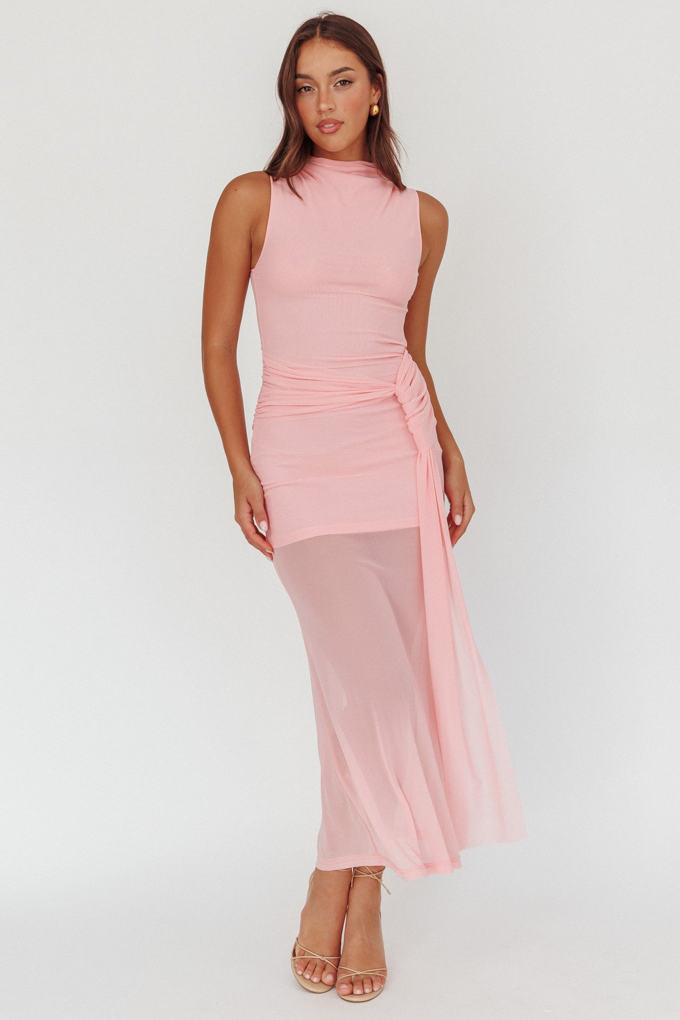 Girl's Night Waist Sash Maxi Dress Pink by Selfie Leslie Australia